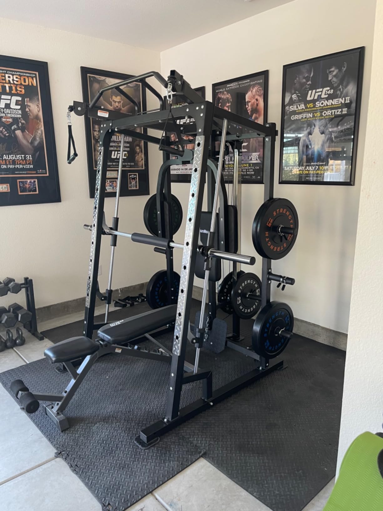 Smith Machine, 2000LBS Power Cage Squat Rack with Smith Bar, LAT Pull-Down Systems, Cable Crossover Machine for Home Gym customer photo 1