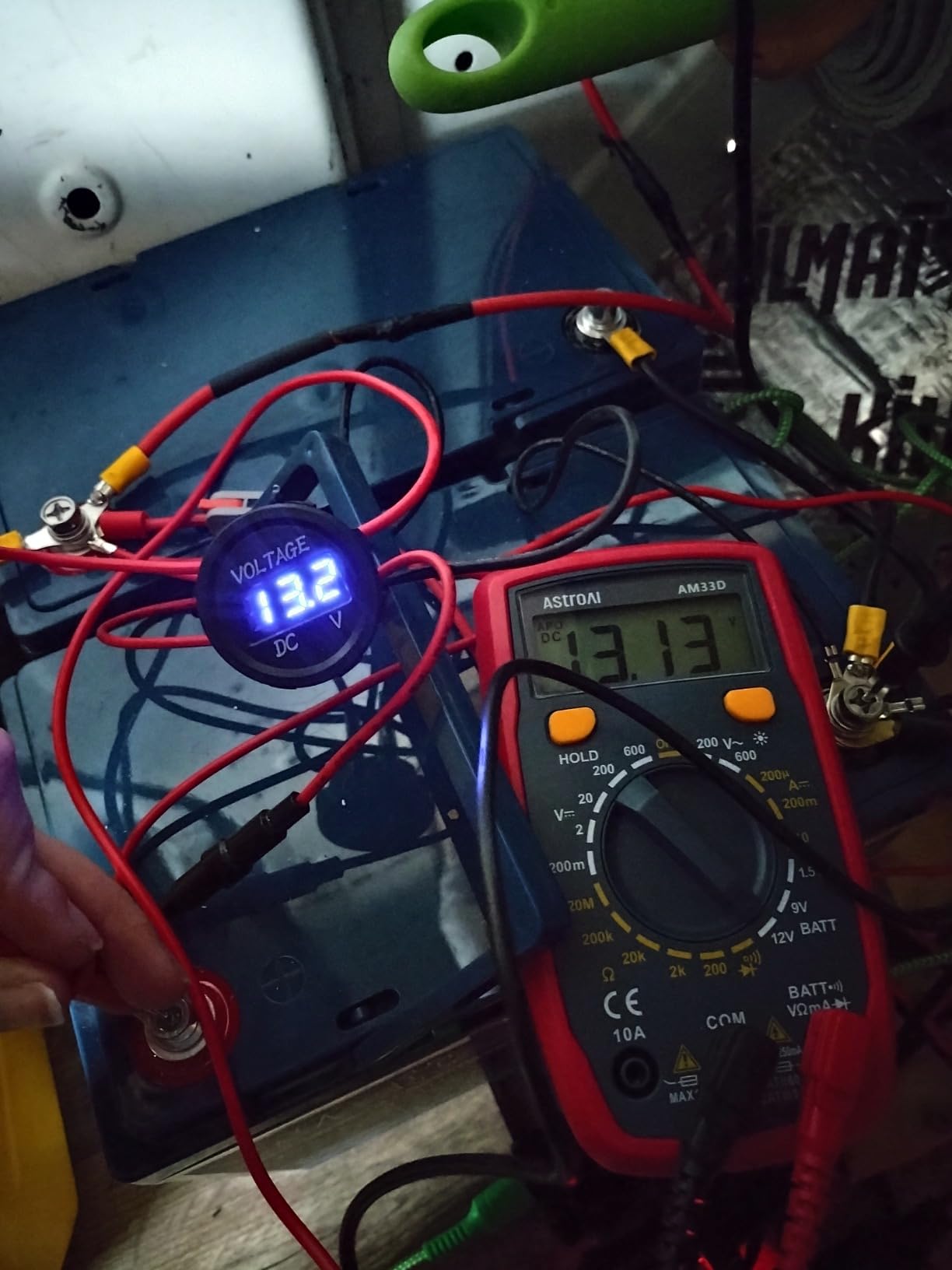 DaierTek Battery Voltage Meter Waterproof DC 12V 24V LED Voltmeter Panel 12 Volt 24 Volt 36 Volt Battery Monitor with Blue Light Round Digital Voltage Display for Marine Boat Car Automotive Motorcycle customer photo 2