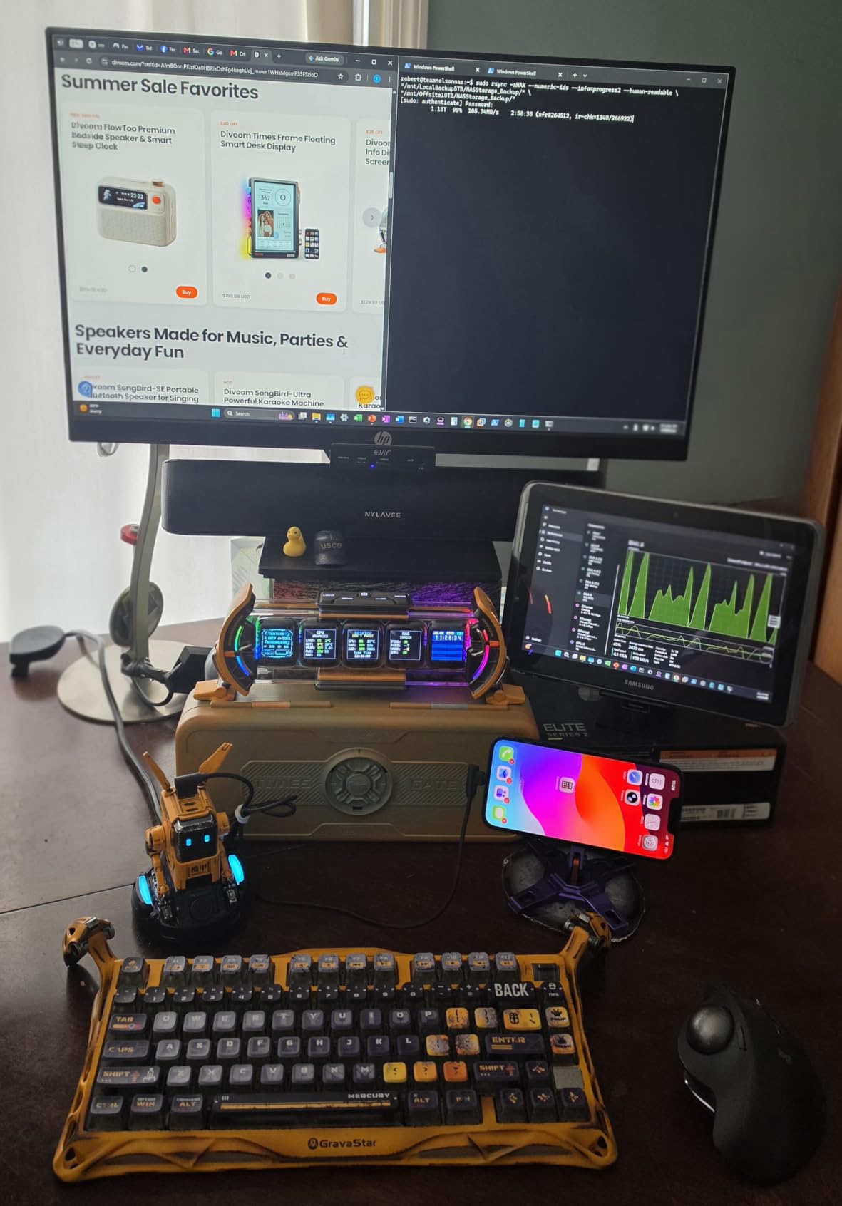 Divoom Times Gate - Cyberpunk Gaming Setup Digital Alarm Clock, Smart APP, WiFi Connect, RGB LED Display, Personalized Financial & Bitcoin Dashboard, Pixel Art for Gaming Room & Office Decor, Silver customer photo 1