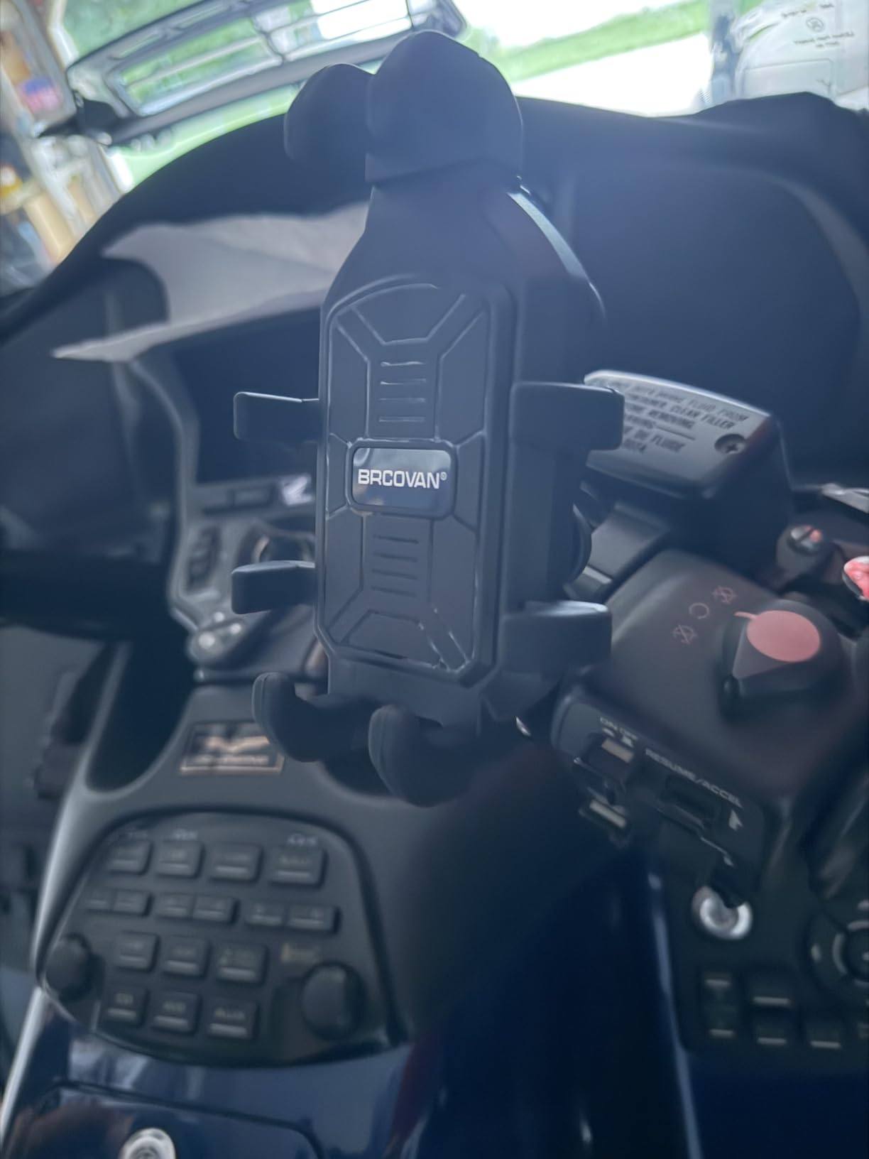 BRCOVAN Motorcycle Phone Mount Holder with Vibration Dampener | Anti-Shake Handlebar Cellphone Cradle for Bike Bicycle Scooter ATV, Adjustable Fit 5.4 - 6.9'' Smartphone customer photo 2