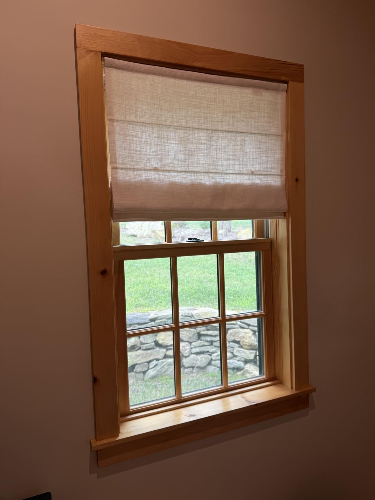 Bamboo Roman Shades Blinds for Indoor Windows, Cordless Woven Wood Shade customer photo 1