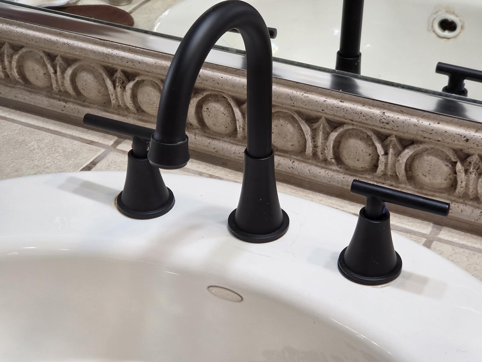 Bathroom Faucet 3 Hole, Brushed Nickel Faucets with Drain and Supply Lines customer photo 1