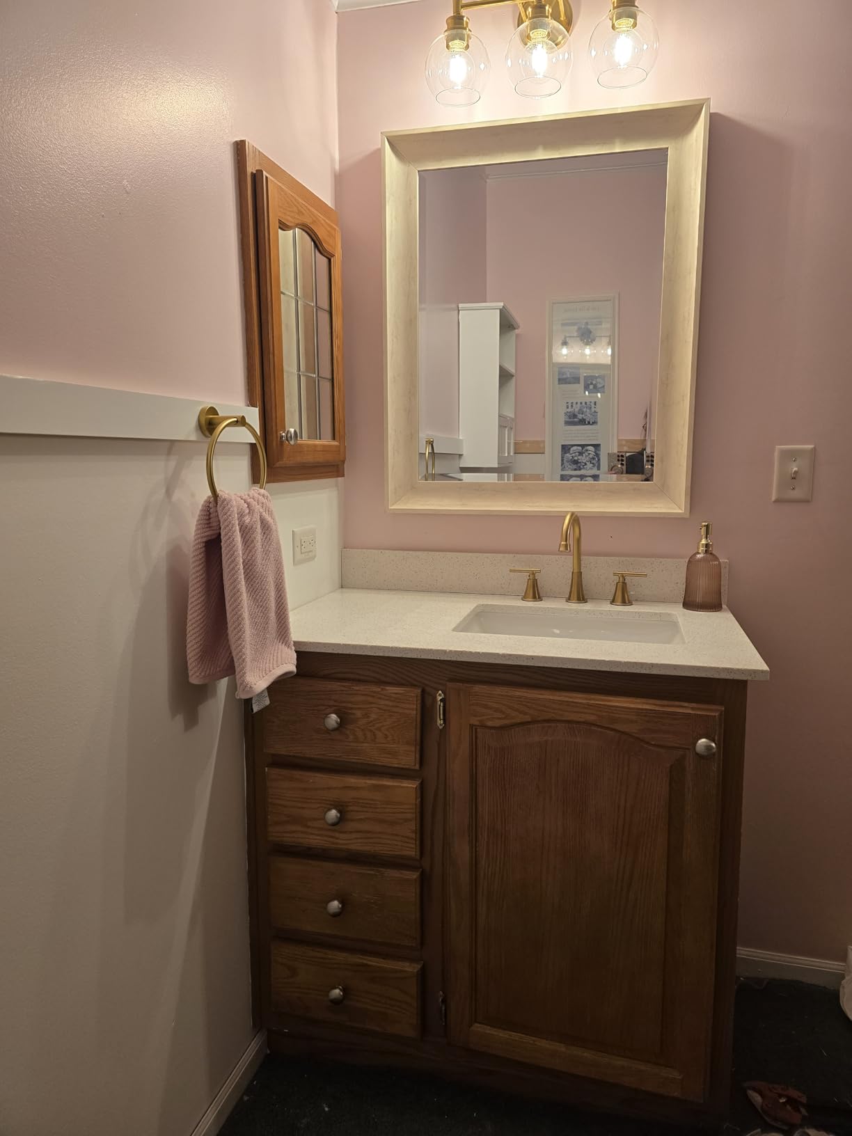 Bathroom Faucet 3 Hole, Brushed Nickel Faucets with Drain and Supply Lines customer photo 2