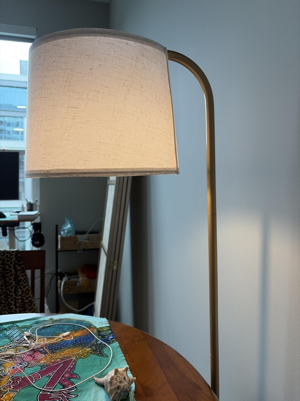 Ambimall Arc Floor Lamp for Living Room with Rotary Switch, Linen Shade customer photo 1