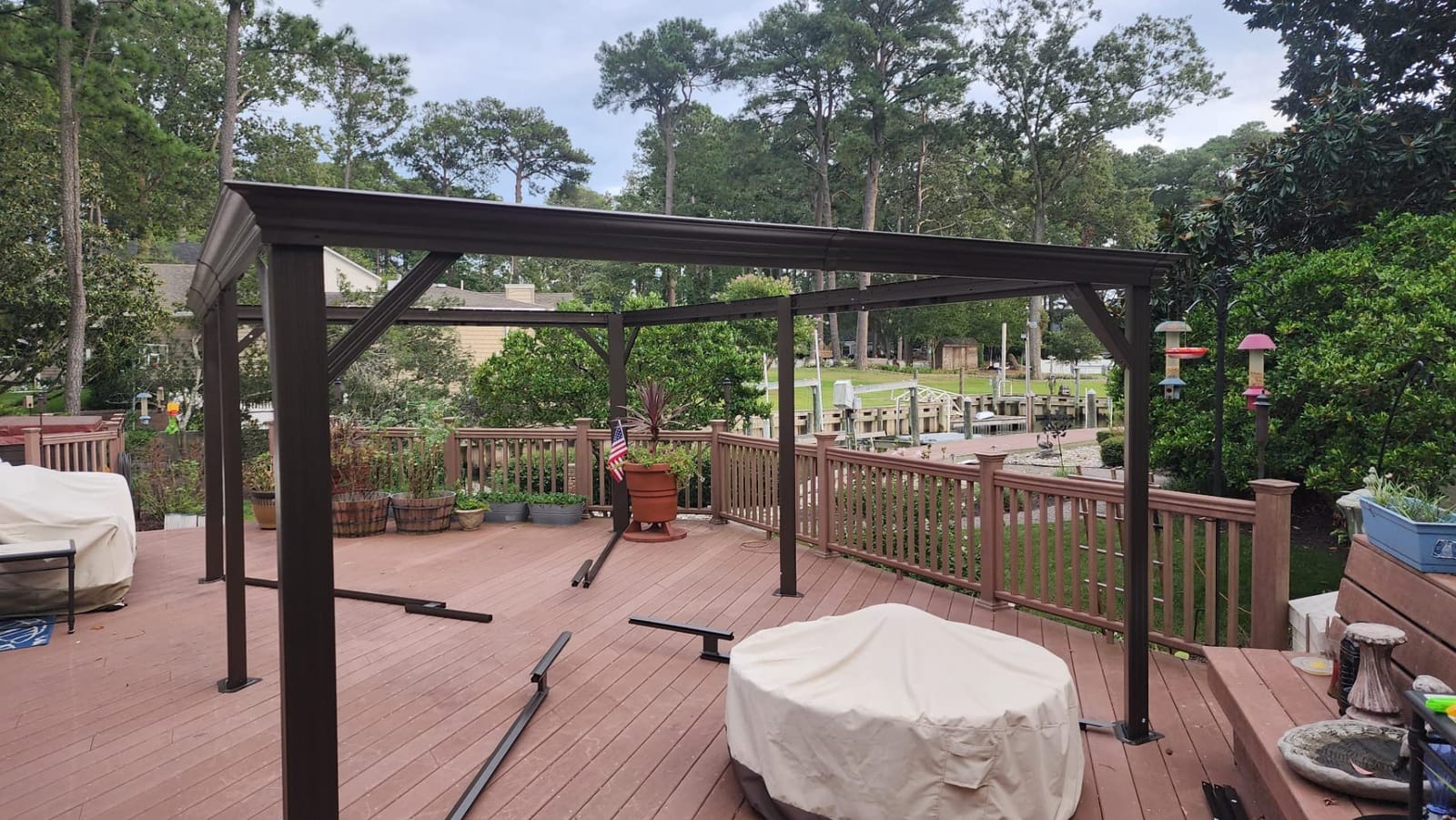 YOLENY 14'x22' Gazebo, Hardtop Gazebo with Galvanized Steel Double Roof, Pergolas Aluminum Frame, Netting and Curtains Included, Metal Outdoor Gazebos for Garden, Lawns customer photo 2