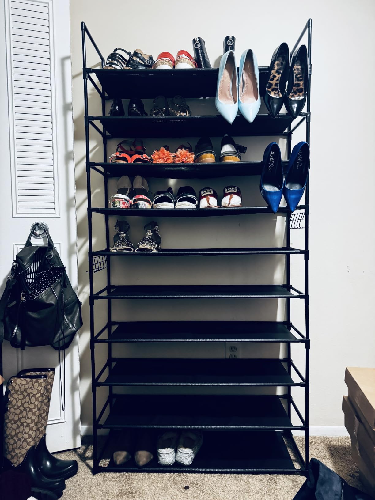 VTRIN 10 Tier Shoe Rack Tall Large Capacity Wide Shoe Organizer with Two Hooks Sturdy Metal Shoe Shelf for Entryway, Closet, Bedroom customer photo 2