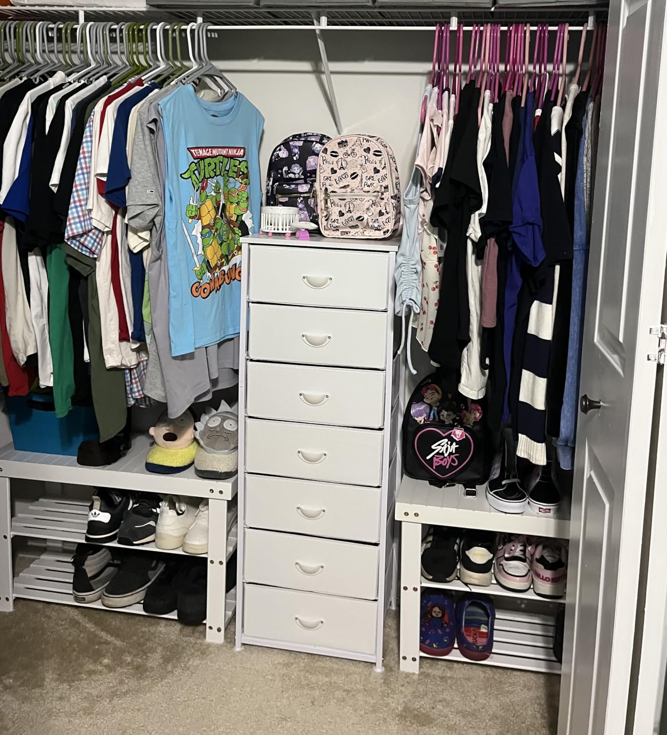 Furnulem White Dresser for Bedroom, 6 Fabric Drawers Chest of Drawers | Tall Skinny Dresser for Closet, Vertical Storage Tower Unit, Tall Nightstand for Dorm, Living Room, Metal Frame, Wooden Top customer photo 1