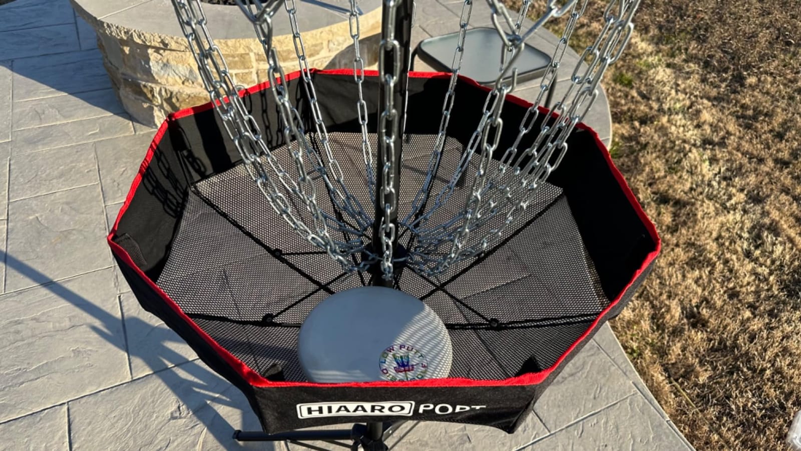 PDGA Approved - HIAARO Portable Disc Golf Basket with 16 Heavy Duty Chains, Foldable Disc Golf Target with Carry Bag for Practice customer photo 2
