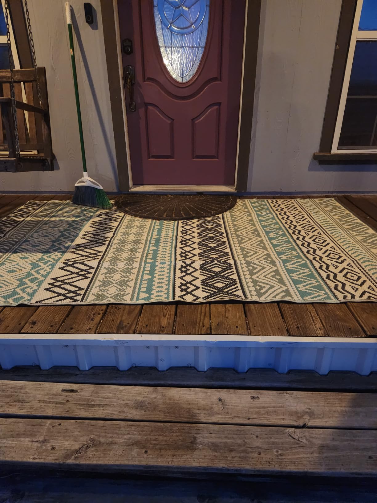 MontVoo Outdoor Rug Carpet Waterproof-Patio Rug Mat 5x8 Reversible RV Outdoor Camping Rugs Picnic Beach Mats Plastic Straw Outside Rugs for Balcony Porch Pool Deck Boho Patio Decor customer photo 2