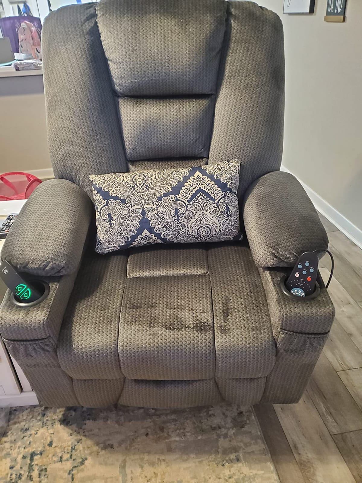 MCombo Oversized Power Lift Recliner Chair Sofa with Massage and Heat for Elderly People Petite, USB Ports, Side Pockets, Fabric R7561 (Beige, Small-Oversize) customer photo 2
