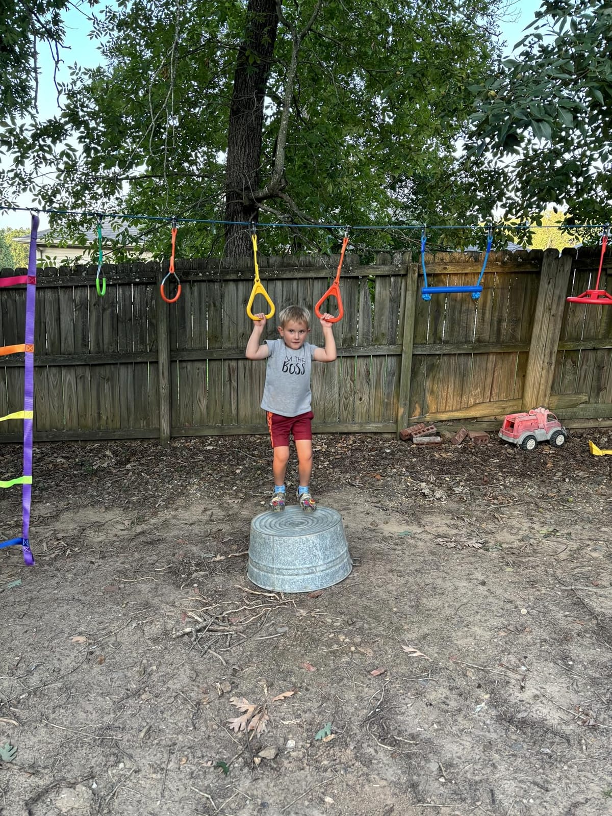 Hapfan 50 ft Ninja Warrior Obstacle Course Swing Set for Kids Outside customer photo 2