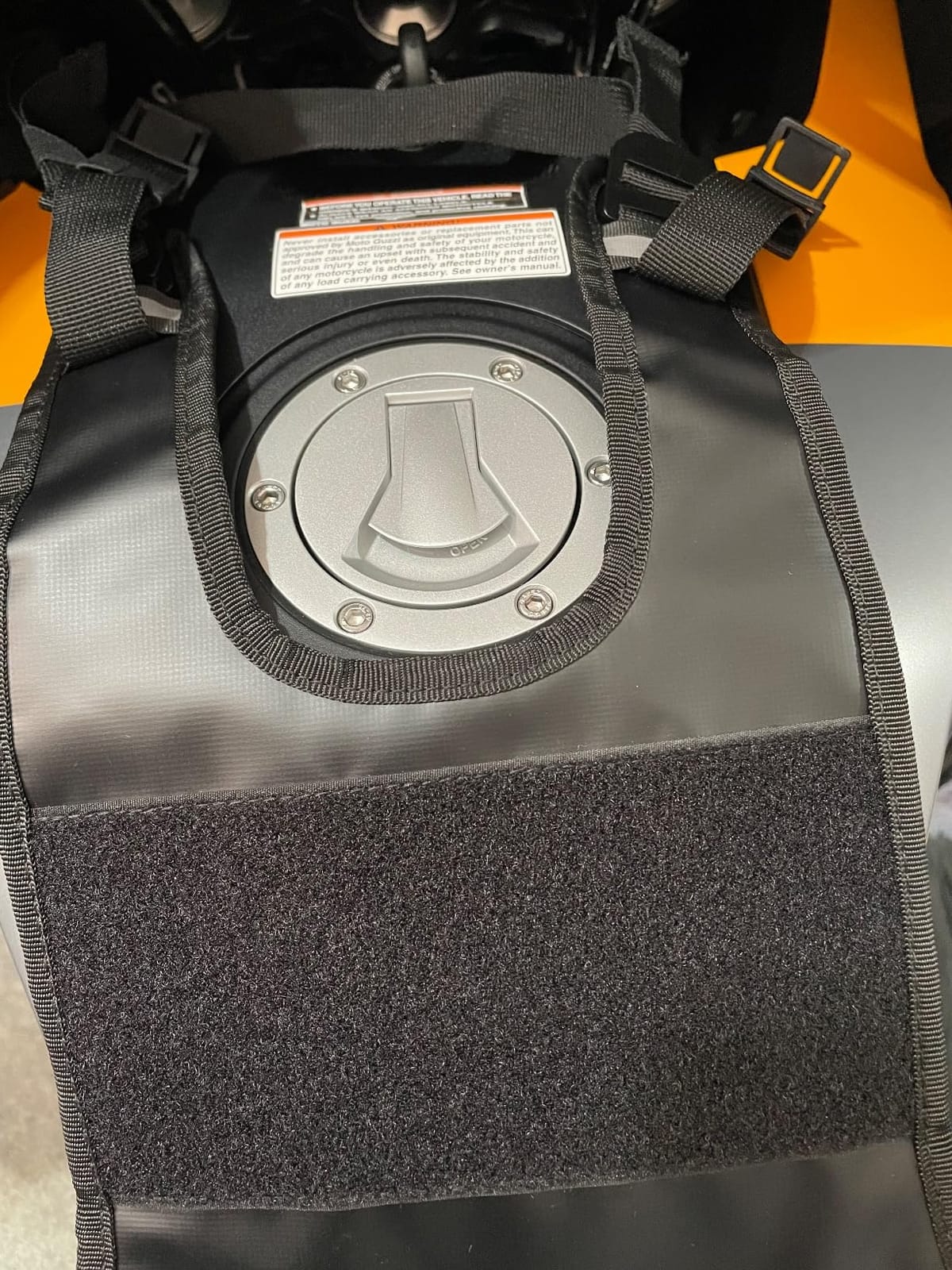 NICECNC Upgraded Waterproof Motorcycle Tank Bag 12L, Large Touchscreen Quick Detachable Base, Motorcycle Waterproof Storage Bag Compatible with Adventure Dual Sport Street Bike Cruiser Orange customer photo 1