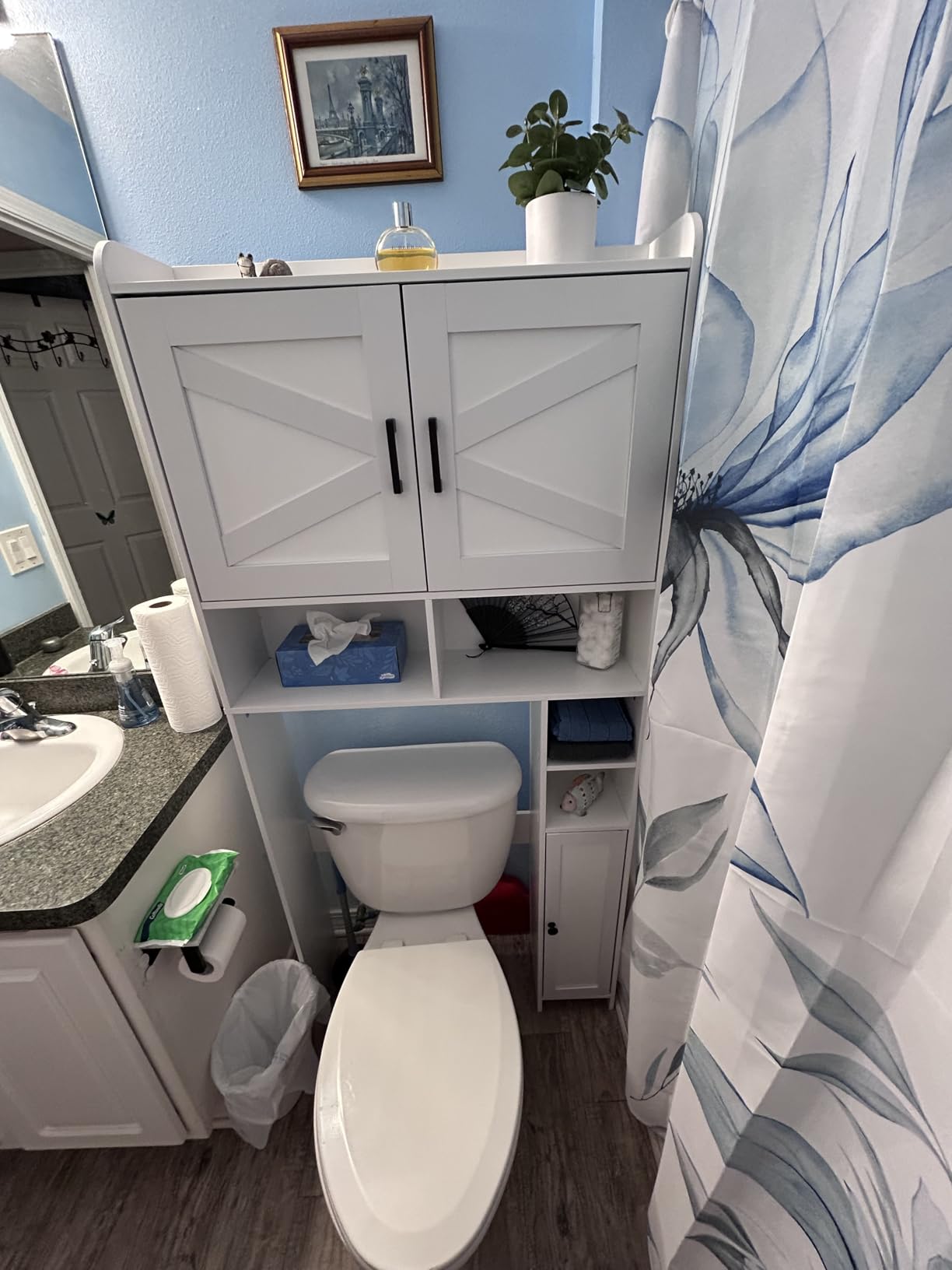 Homhedy Wooden Over The Toilet Storage Cabinet with Barn Door customer photo 2
