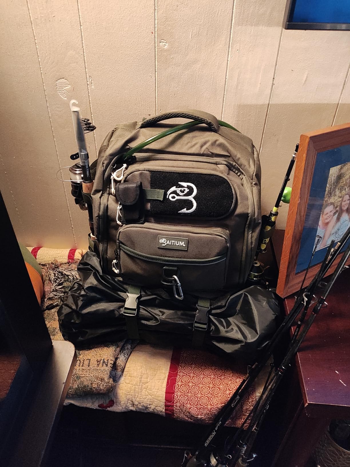 Baitium Fishing Backpack, Tackle Bag With Rod Holders, 40L Capacity With Cooler, Rain Cover, Insulated Pocket, 4 Tackle Trays Included customer photo 1