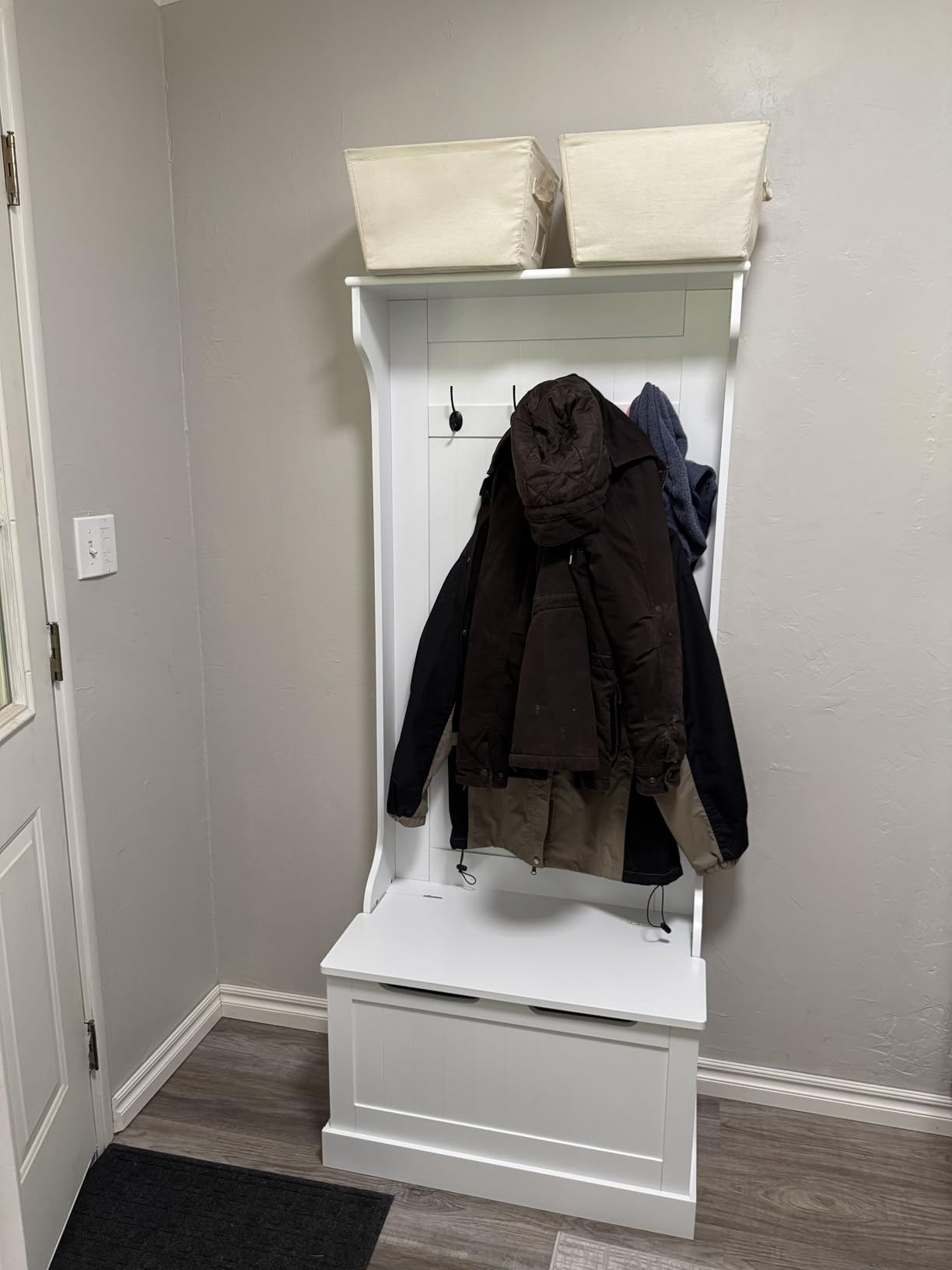 HOMCOM Hall Tree with Shoe Storage, Entryway Coat Rack with Bench, Black customer photo 2