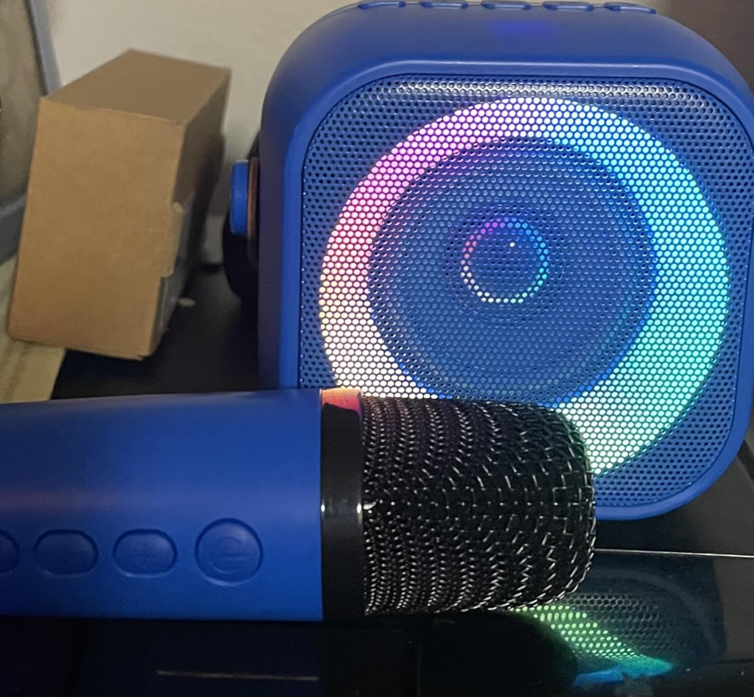 Mini Karaoke Machine,Portable Bluetooth Speaker with 2 Wireless Microphones customer photo 1