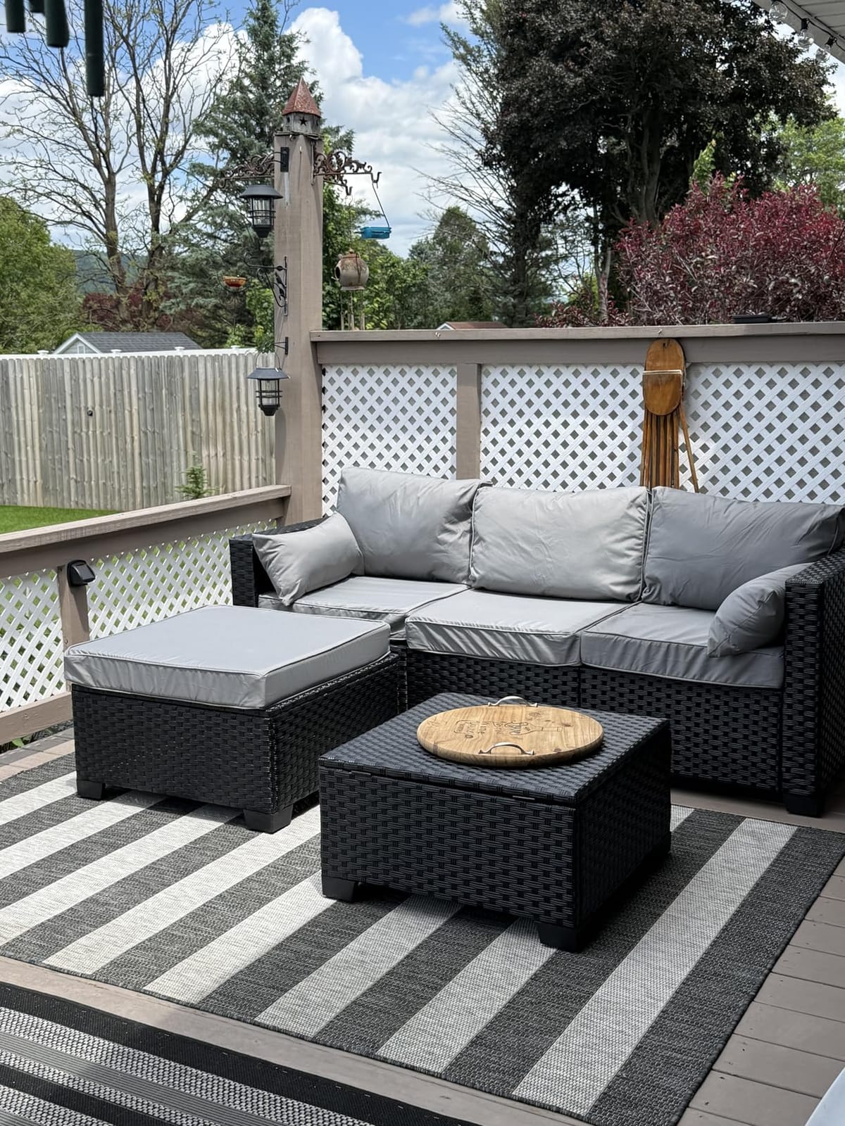 Rattaner 3 Pieces Patio Furniture Set, Outdoor Sectional Wicker Patio Furniture Patio Couch with Ottoman and Outdoor Table All-Weather Anti-Slip Cushions Waterproof Covers, Light Grey customer photo 1