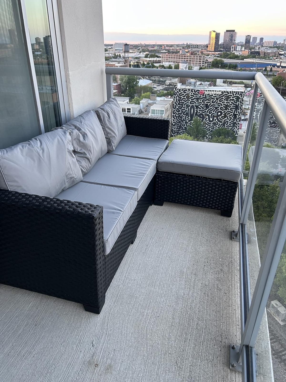 Rattaner 3 Pieces Patio Furniture Set, Outdoor Sectional Wicker Patio Furniture Patio Couch with Ottoman and Outdoor Table All-Weather Anti-Slip Cushions Waterproof Covers, Light Grey customer photo 2