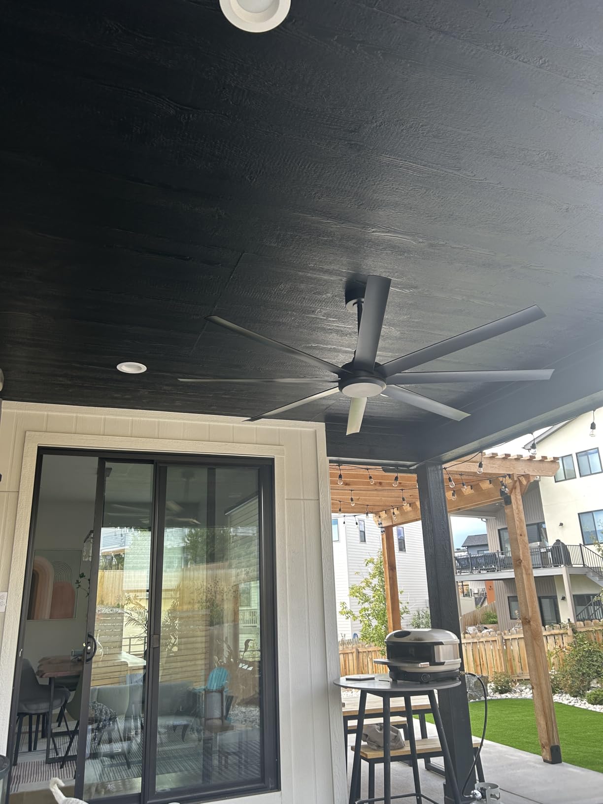 72 Inch Ceiling Fan No Light, Modern Ceiling Fan with Remote Control, Quite DC Motor 8 Reversible Blades Indoor Outdoor Industrial Ceiling Fan without Light For Living Room Bedroom Patio Garage-Black customer photo 1