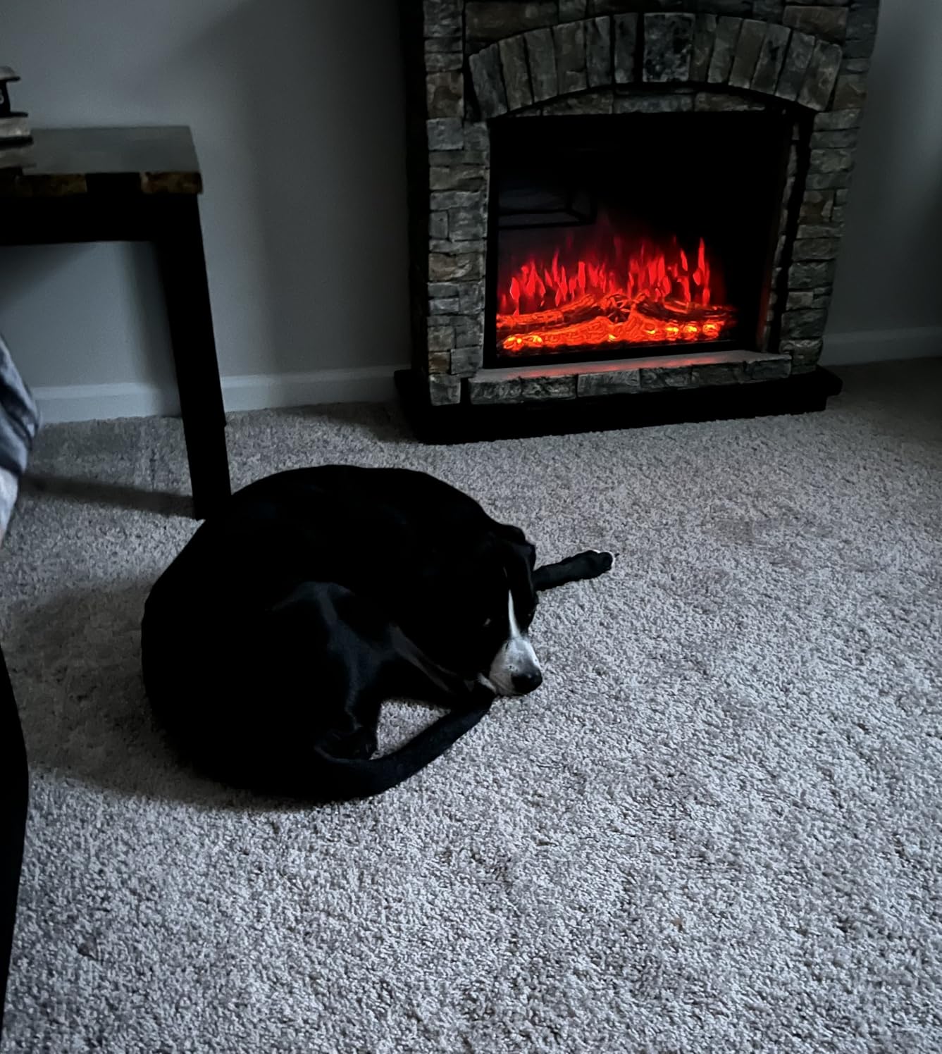 36 inch Electric Fireplace with Mantel, Faux Stone Finish, Gray customer photo 2
