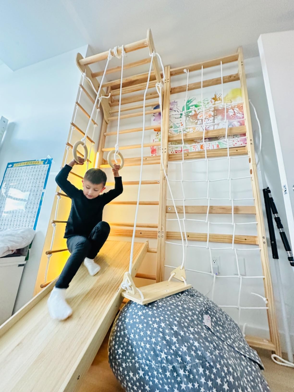 Avenlur Neem Swedish Ladder Wall Gym Adult & Kids Climbing Wall (94.5 in) customer photo 2