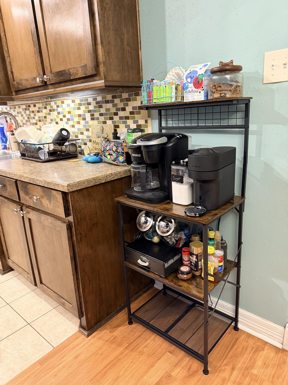 Furologee Kitchen Bakers Rack with Power Outlet, 22-Inch Microwave Stand customer photo 1
