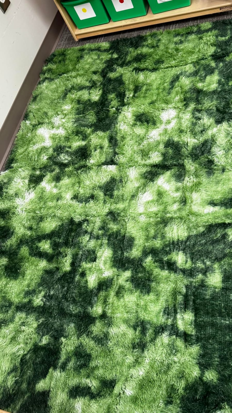 DweIke Fluffy Dark Green Rugs for Bedroom Living Room, 4x6 Feet Soft Plush Shaggy Tie-Dyed Forest Moss Green Girls Boys Kids Rug, Non-Slip and Machine Washable Carpet for Dorm Nursery Decor customer photo 1