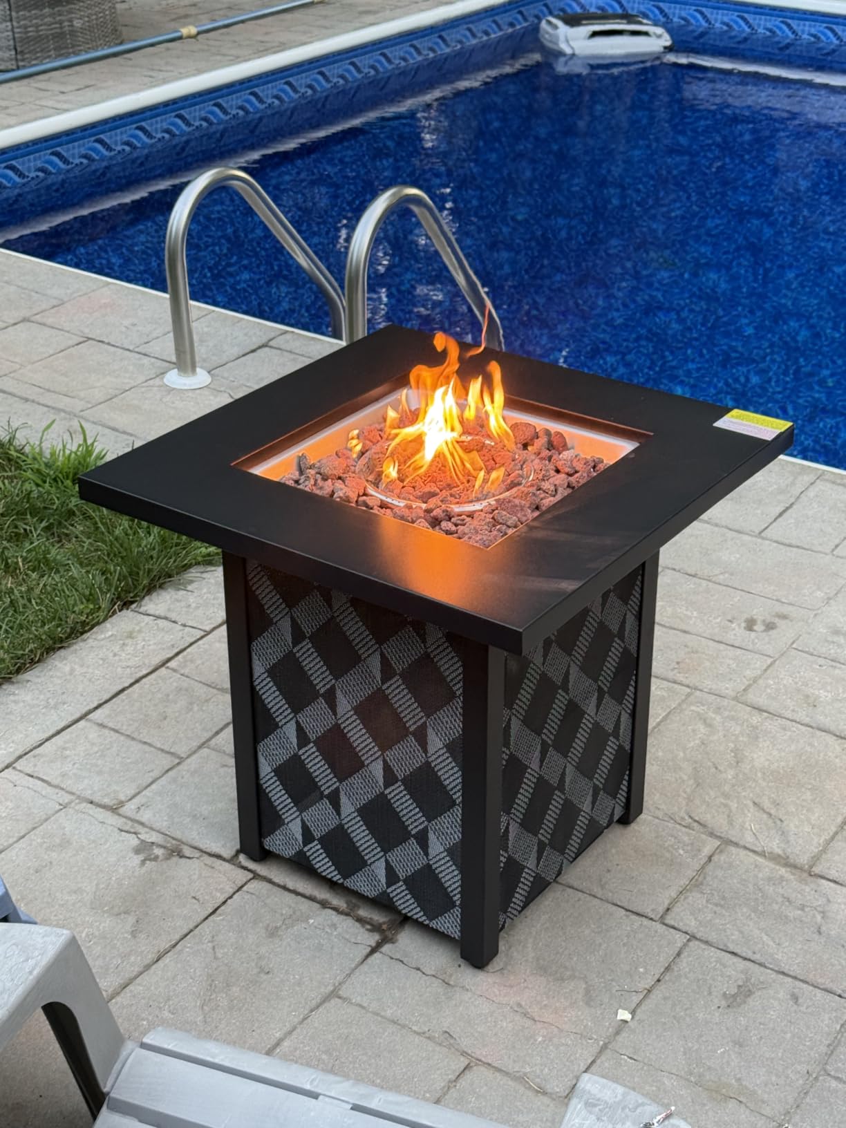 Ciays 28Inch Propane Fire Pit Table, 50,000 BTU Outdoor Gas Fire Pit Table CSA-Certified for Outside Patio with Removable Lid and Lava Rocks, Add Warmth and Ambiance to Parties, Backyard, Garden customer photo 2