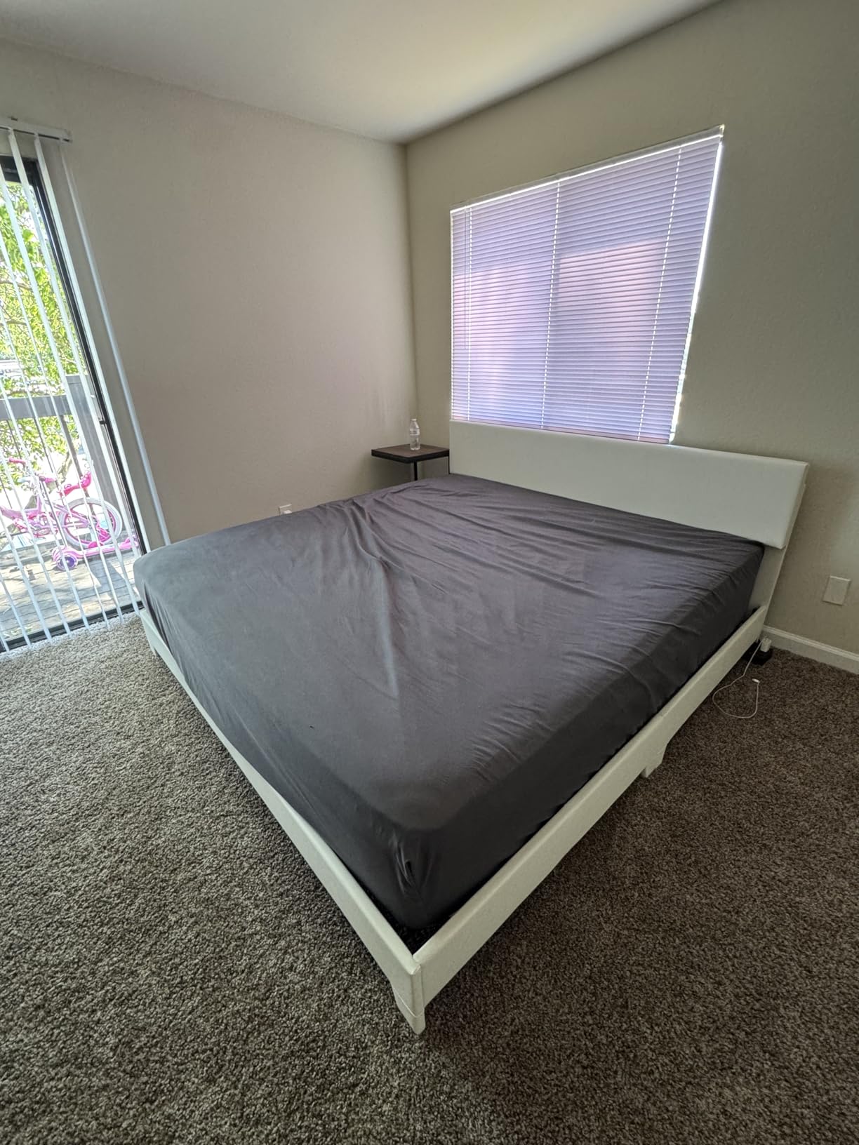 Allewie King Size Upholstered Bed Frame Adjustable Headboard, Beige customer photo 2