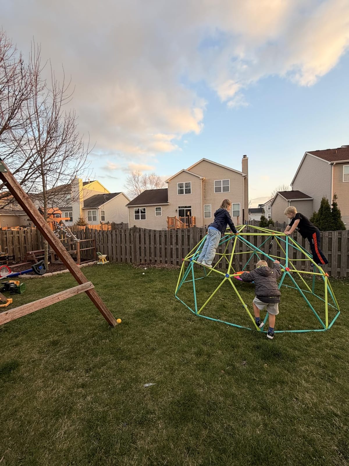 Hapfan 10 ft Climbing Dome Swing Set with Saucer Swing for Kids 3-12 customer photo 1