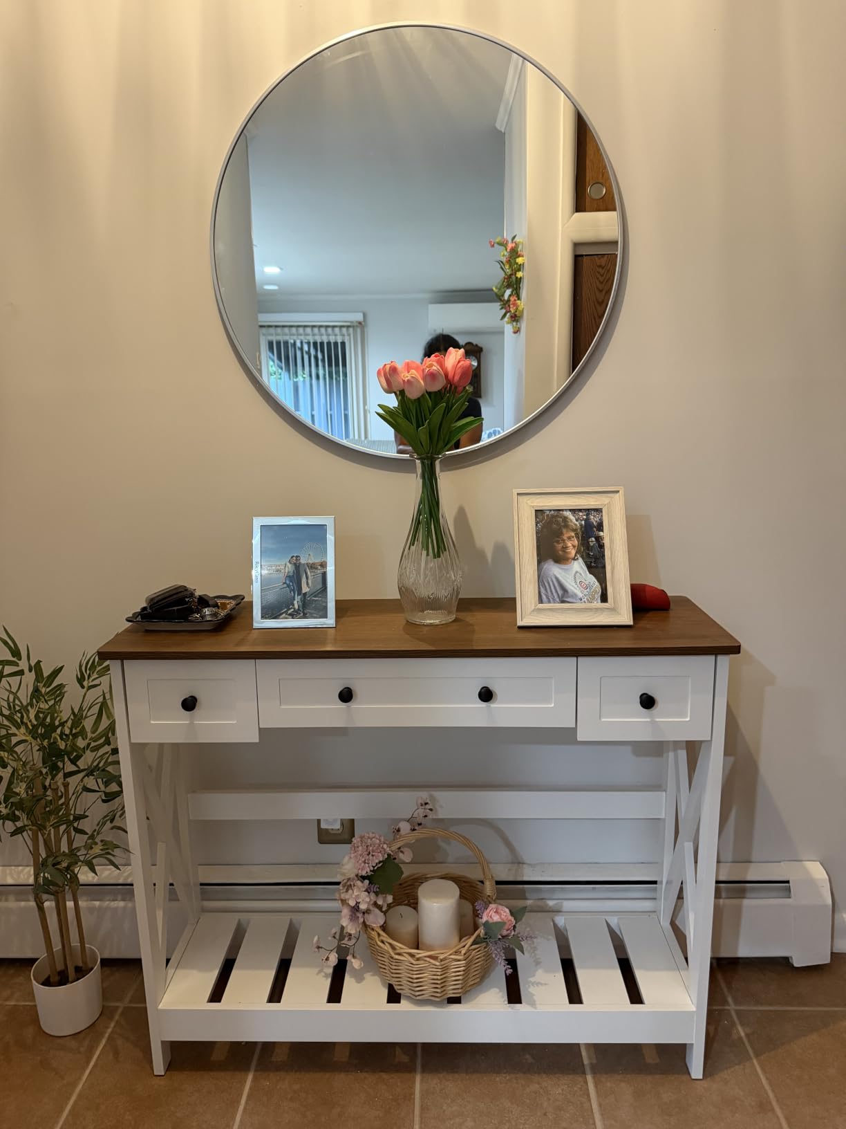 VooBang Black Round Bathroom Mirror 30
