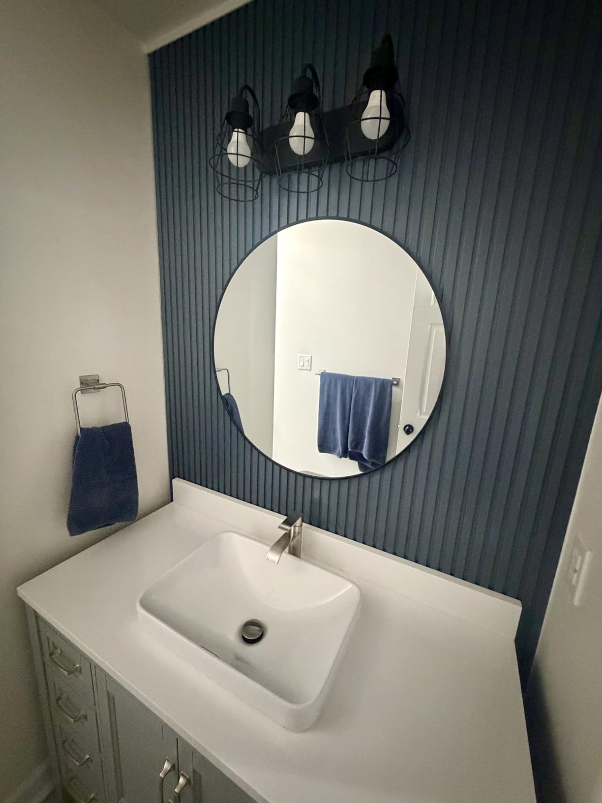 VooBang Black Round Bathroom Mirror 30