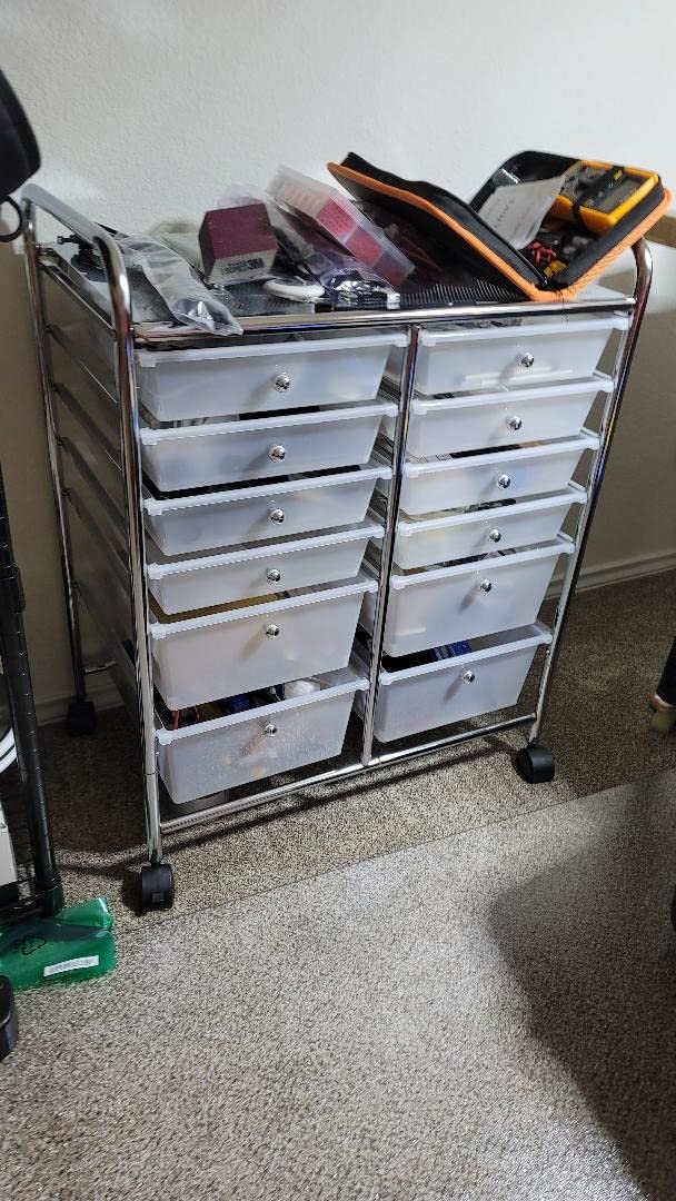 Simple Houseware 15 Drawers Rolling Utility Cart Art Craft Storage, Chrome customer photo 2
