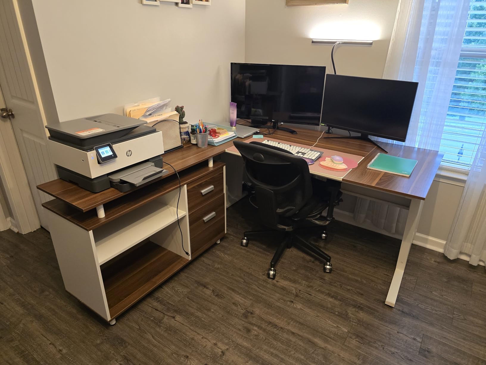 Tribesigns 63 Inch Executive Desk with File Cabinet, Large Office Desk L Shaped Computer Desk with Drawers and Storage Shelves, Business Furniture Desk Workstation for Home Office, Brown and Black customer photo 2