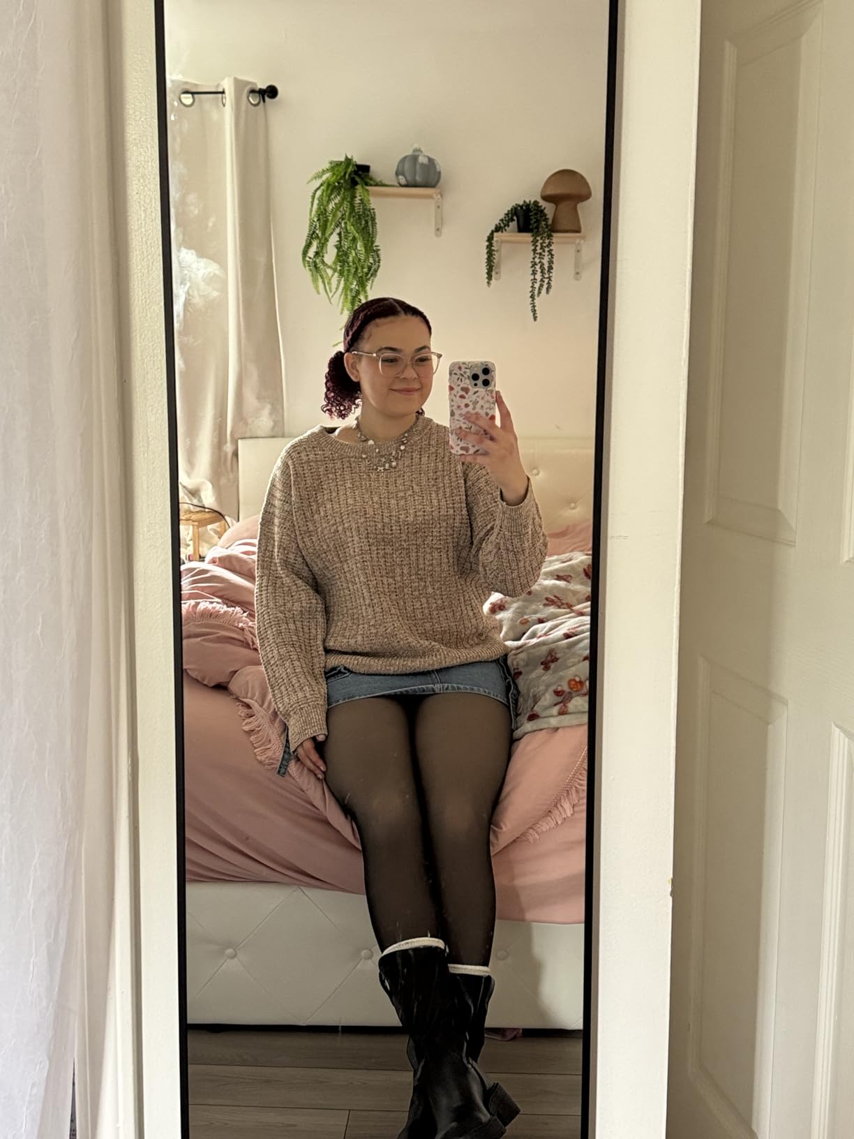 Delma Full Length Mirror with Stand, Black Floor Mirror customer photo 1