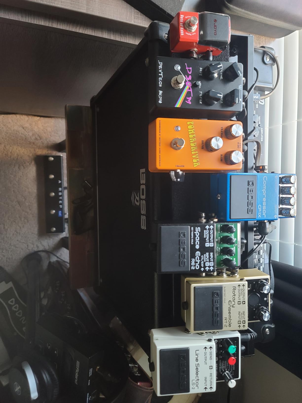LEKATO Pedalboard with Built-in Power Supply, 19x12.2x1.8