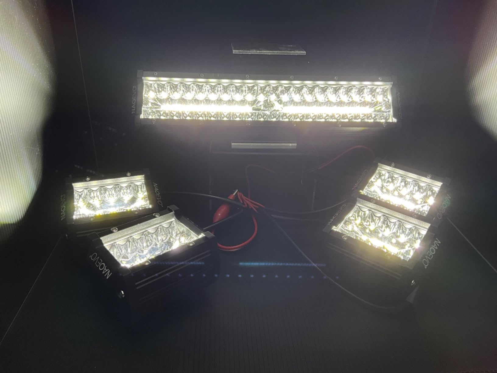 NAOEVO 12 Inch LED Light Bar with 4PCS 4 Inch LED Pod Off Road Fog Lights, 540W 54000LM Spot Flood Combo Off Road Lights Bar for Truck Car ATV Boat UTV customer photo 1