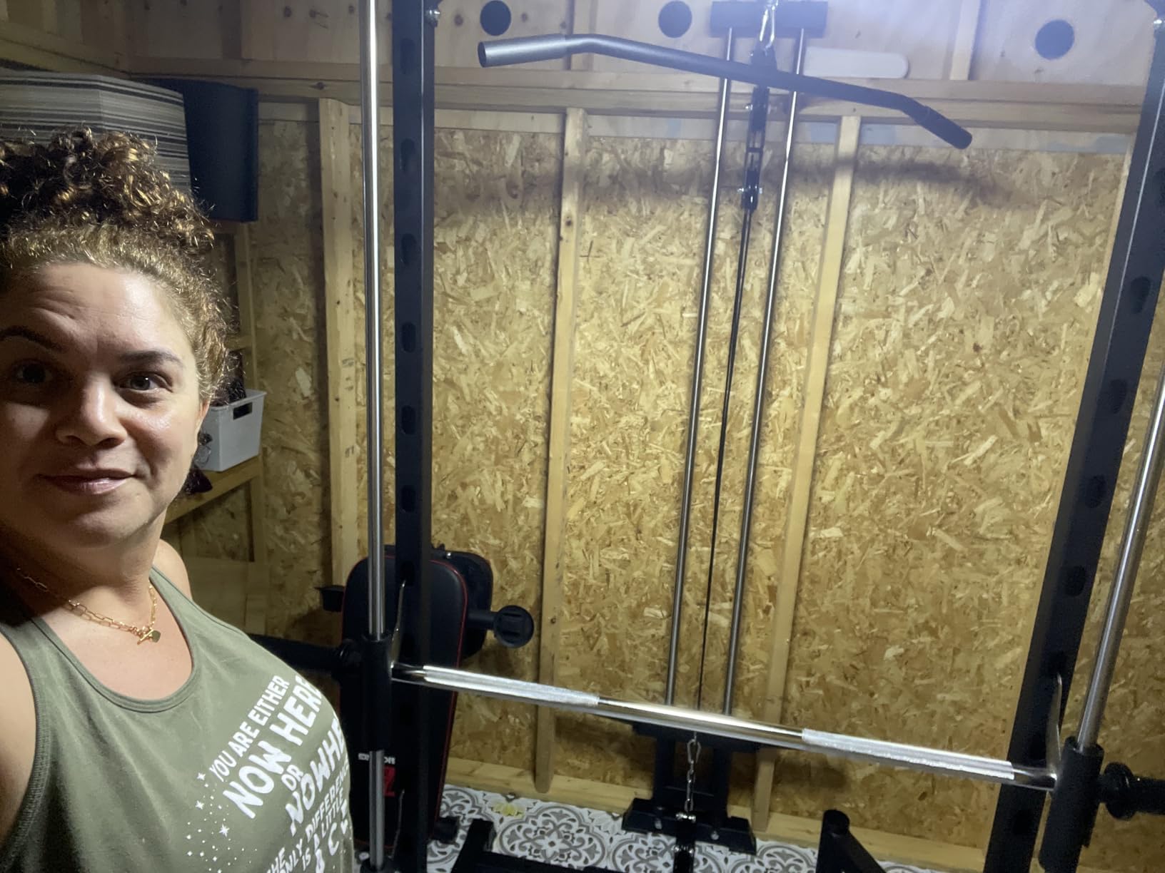 Smith Machine Power Rack with LAT-Pull Down System | Half Smith Machine with Landmine, Barbell Bar, Plate Storage Pegs and More Training Attachment customer photo 1
