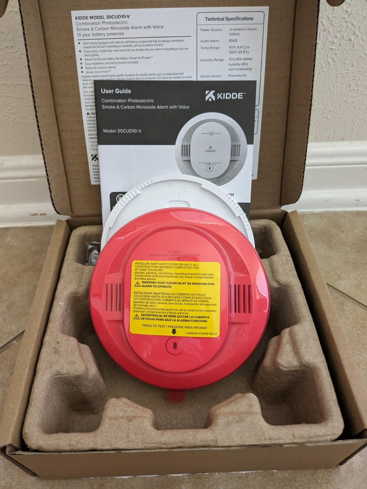 Kidde Smoke & Carbon Monoxide Detector, 10-Year Battery, 30CUD10-V, 1 Pack customer photo 1
