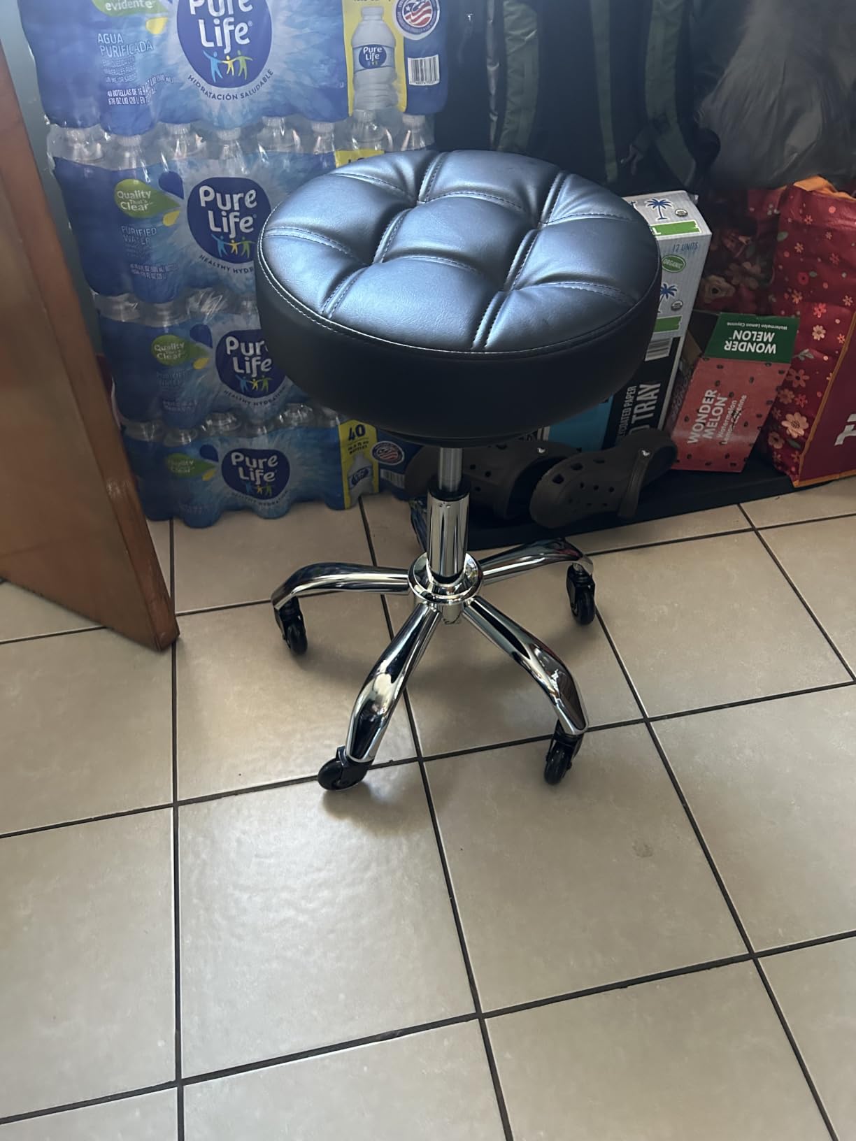 YEEZEE Rolling Stool Heavy Duty 400lbs: No Squeak, No Tip, Black customer photo 2