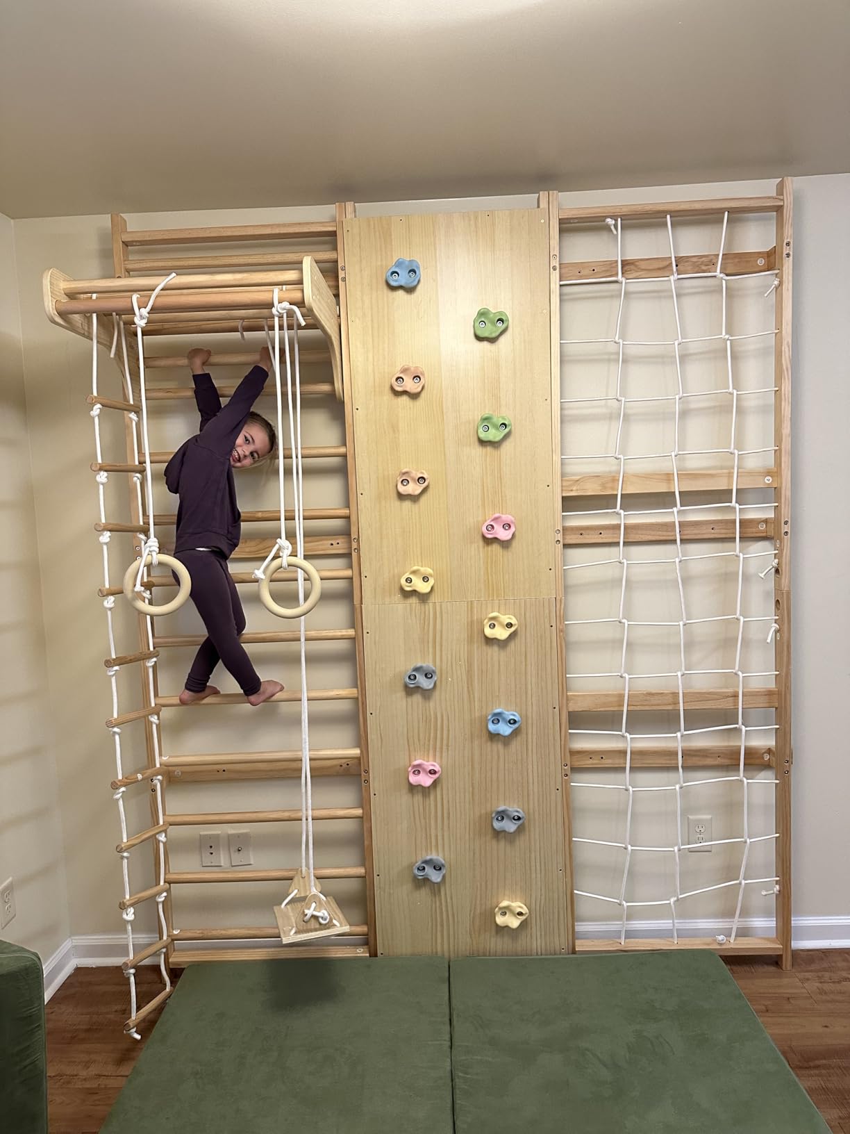Avenlur Walnut 9-in-1 Swedish Ladder Wall Gym Kids, Indoor Climbing Wall customer photo 1