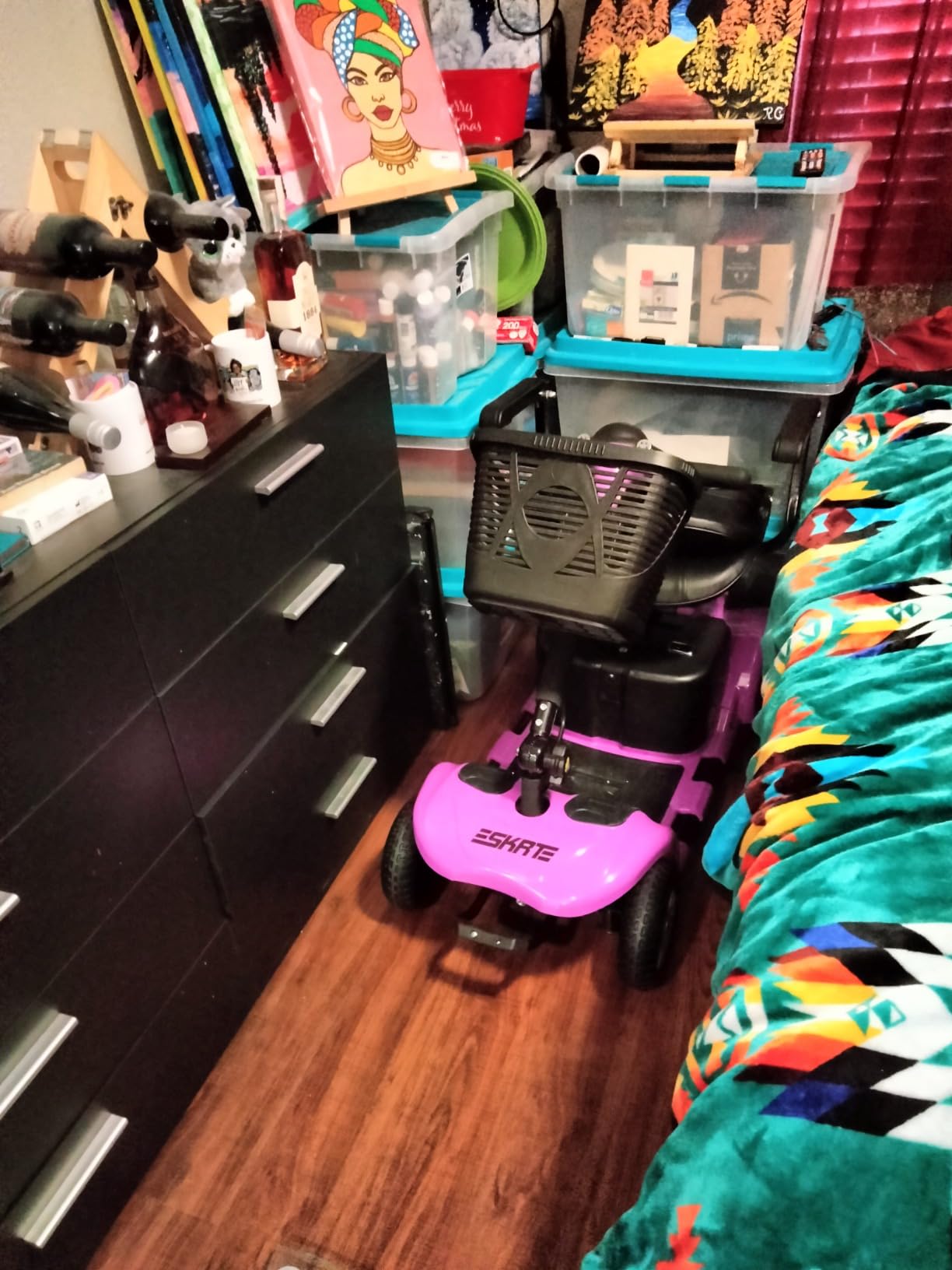 Mobility Scooter for Adults, Senior, 4 Wheels Electric Powered Chargeable Device for Travel, Lightweight and Portable, with LED Headlights and Basket, Charger Included (RED) customer photo 2