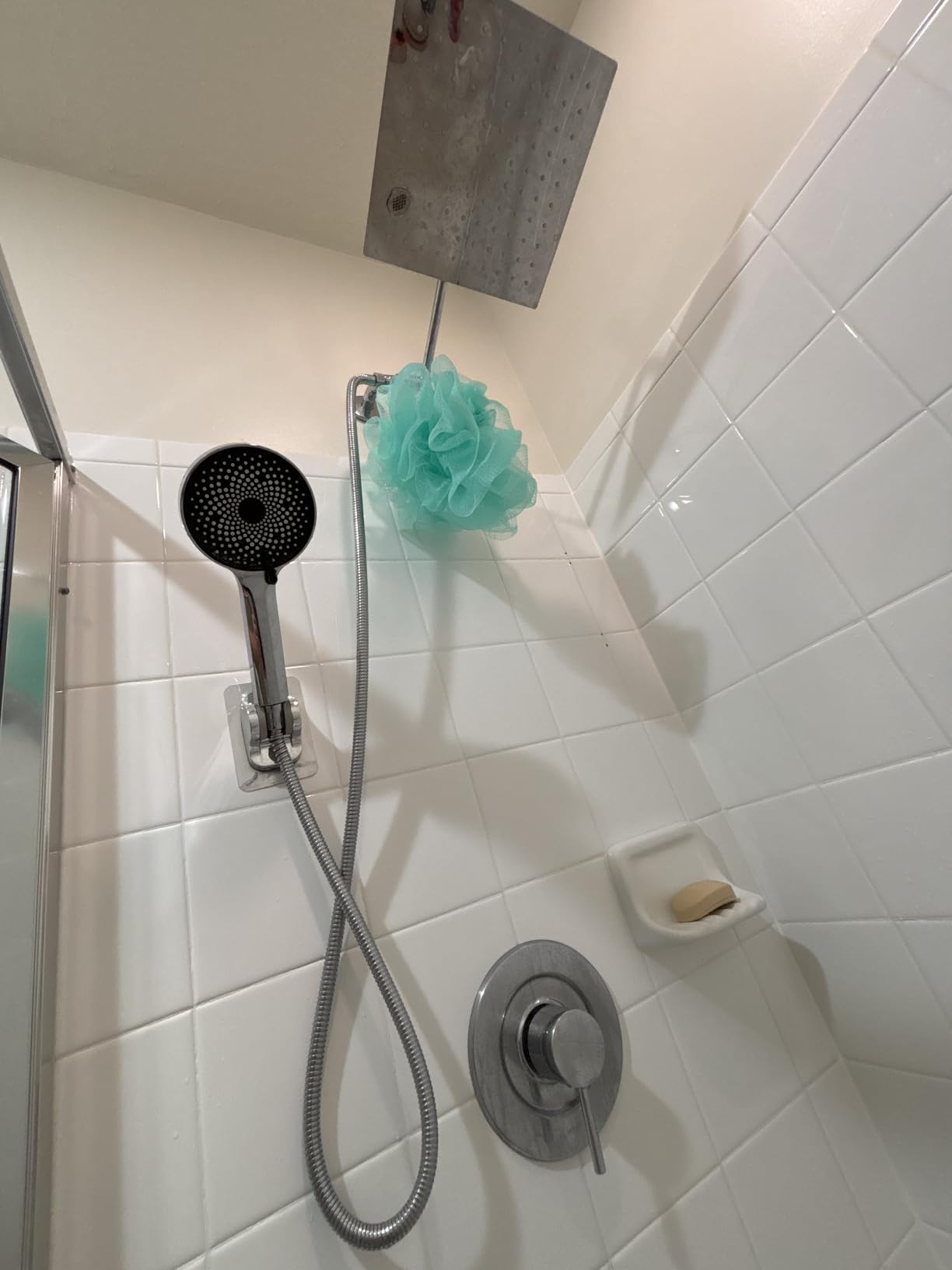 Shower Head, Rain Shower Head with Handheld Spray Combo, 10 Inch Adjustable High Pressure Rainfall Shower Head, Dual Showerhead Set with Extension Arm and 60 Inch Long Shower Hose (Silver) customer photo 1
