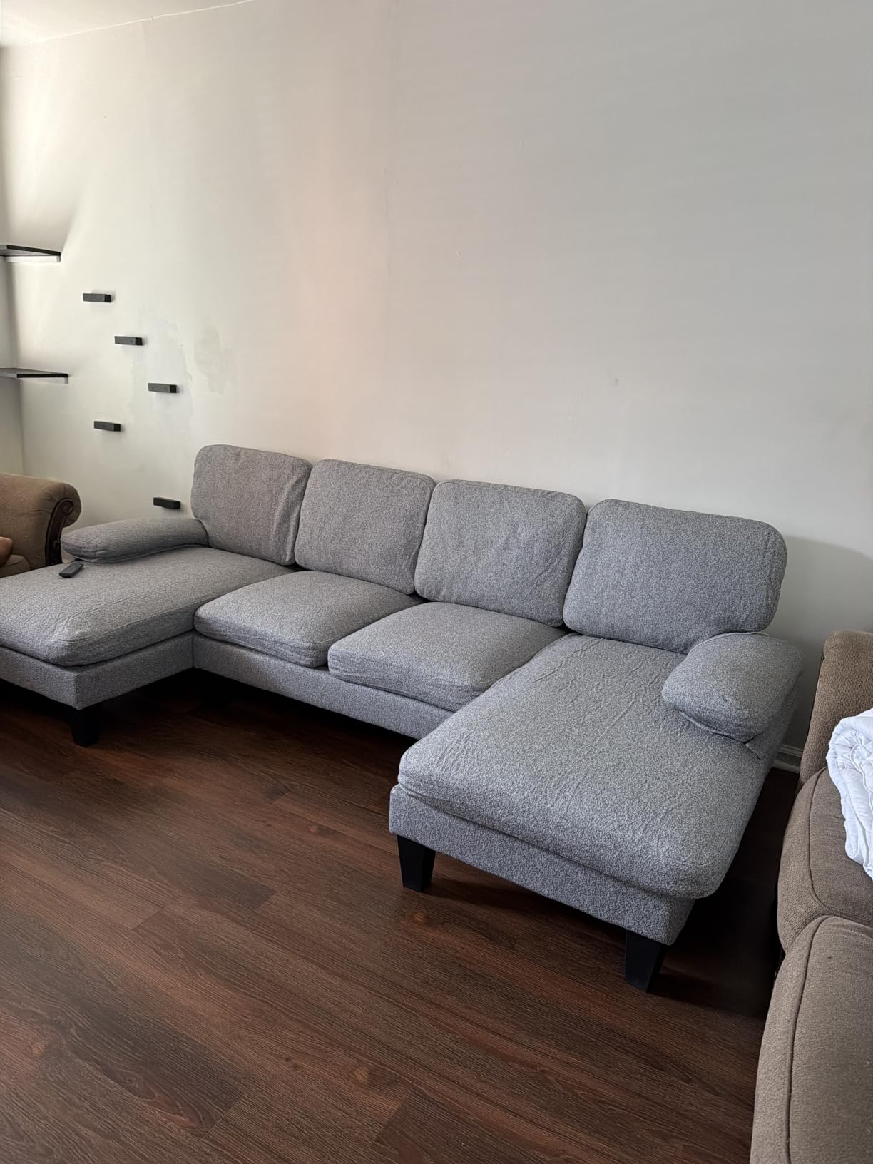 Furmax Sectional Couches for Living Room, Chenille, Grey customer photo 2