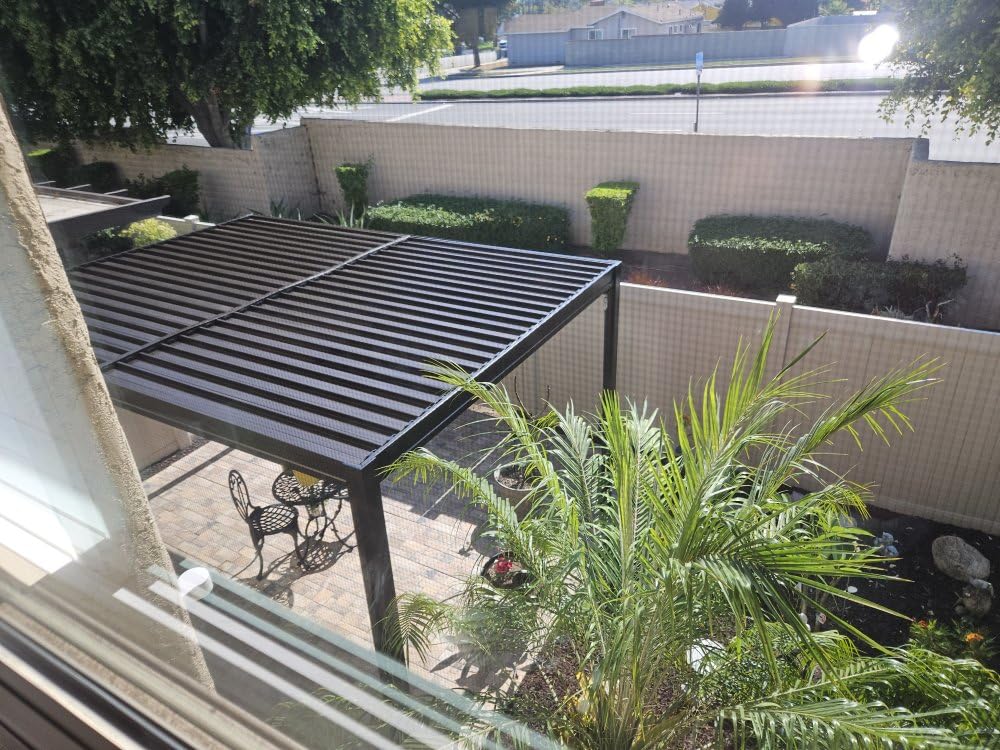 Domi Louvered Pergola 10x20, Outdoor Metal Pergola, Espresso Brown customer photo 1
