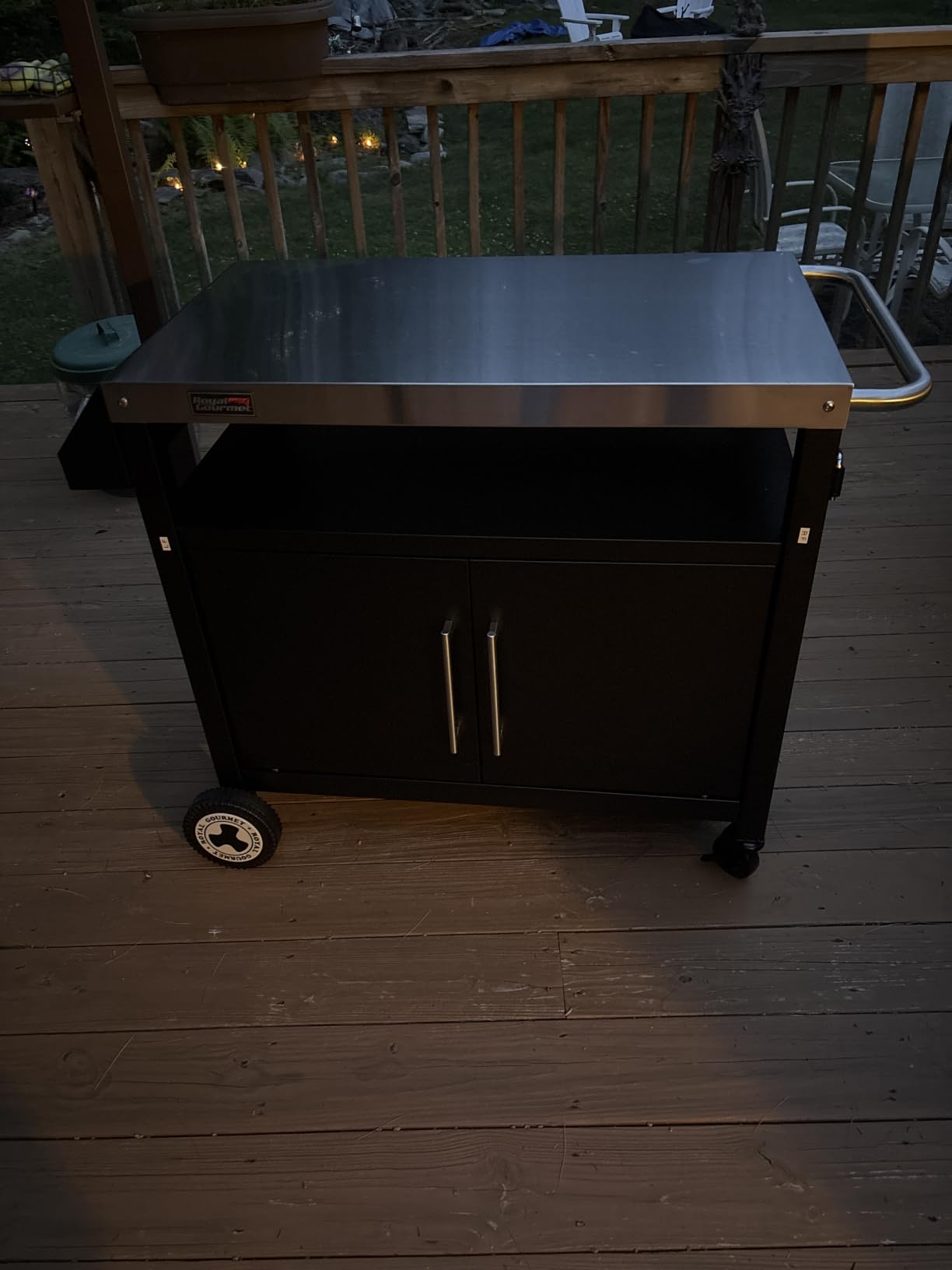 PC3403S Outdoor Grill Cart with Wheels Black | Movable Kitchen Island with Storage Cabinet for BBQ, Stainless Steel Dining Cart Table for Food Prep customer photo 1