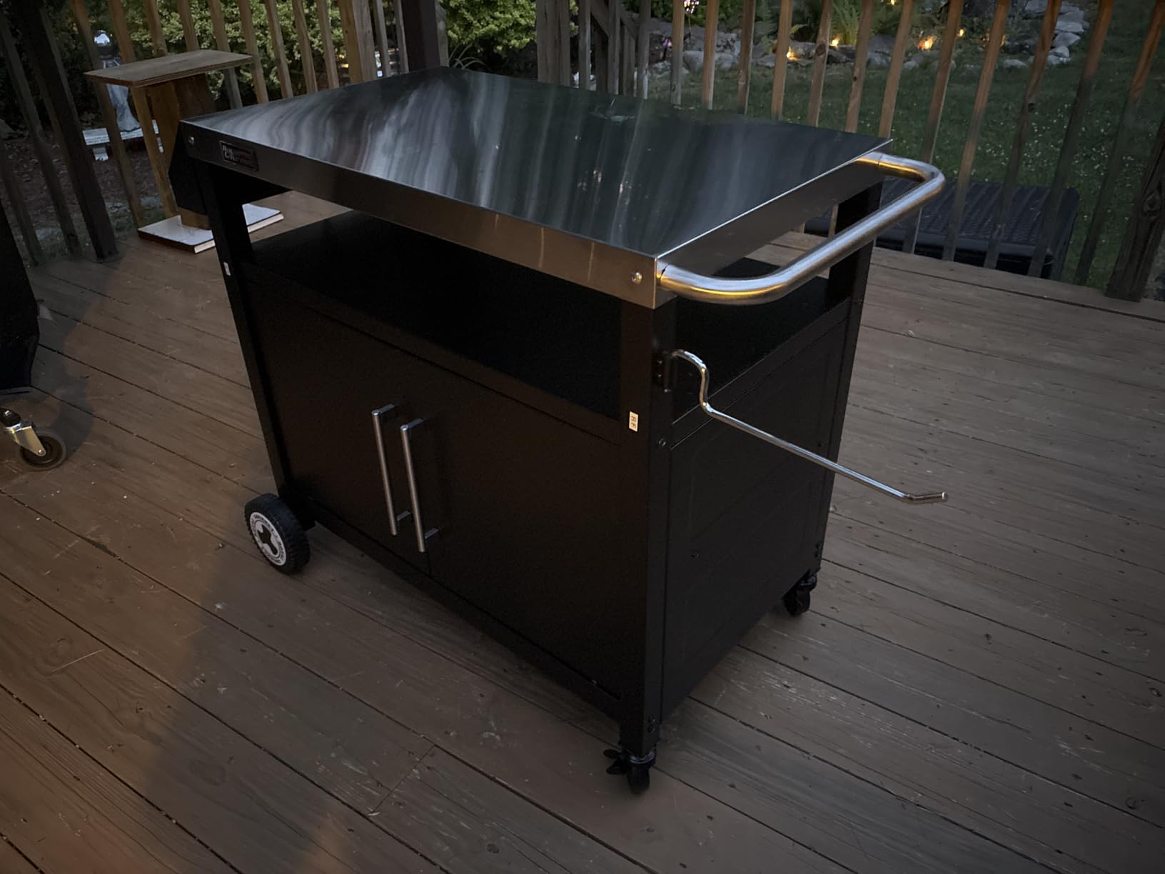 PC3403S Outdoor Grill Cart with Wheels Black | Movable Kitchen Island with Storage Cabinet for BBQ, Stainless Steel Dining Cart Table for Food Prep customer photo 2