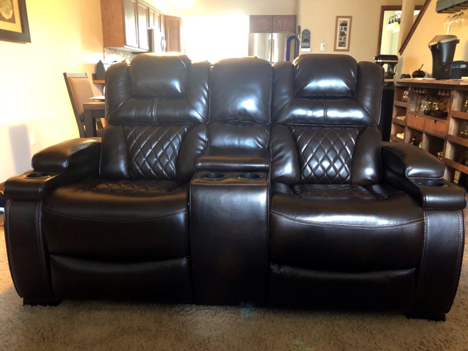 Signature Design by Ashley 3-Seat Power Reclining Sofa, Heat, Massage, Gray customer photo 1