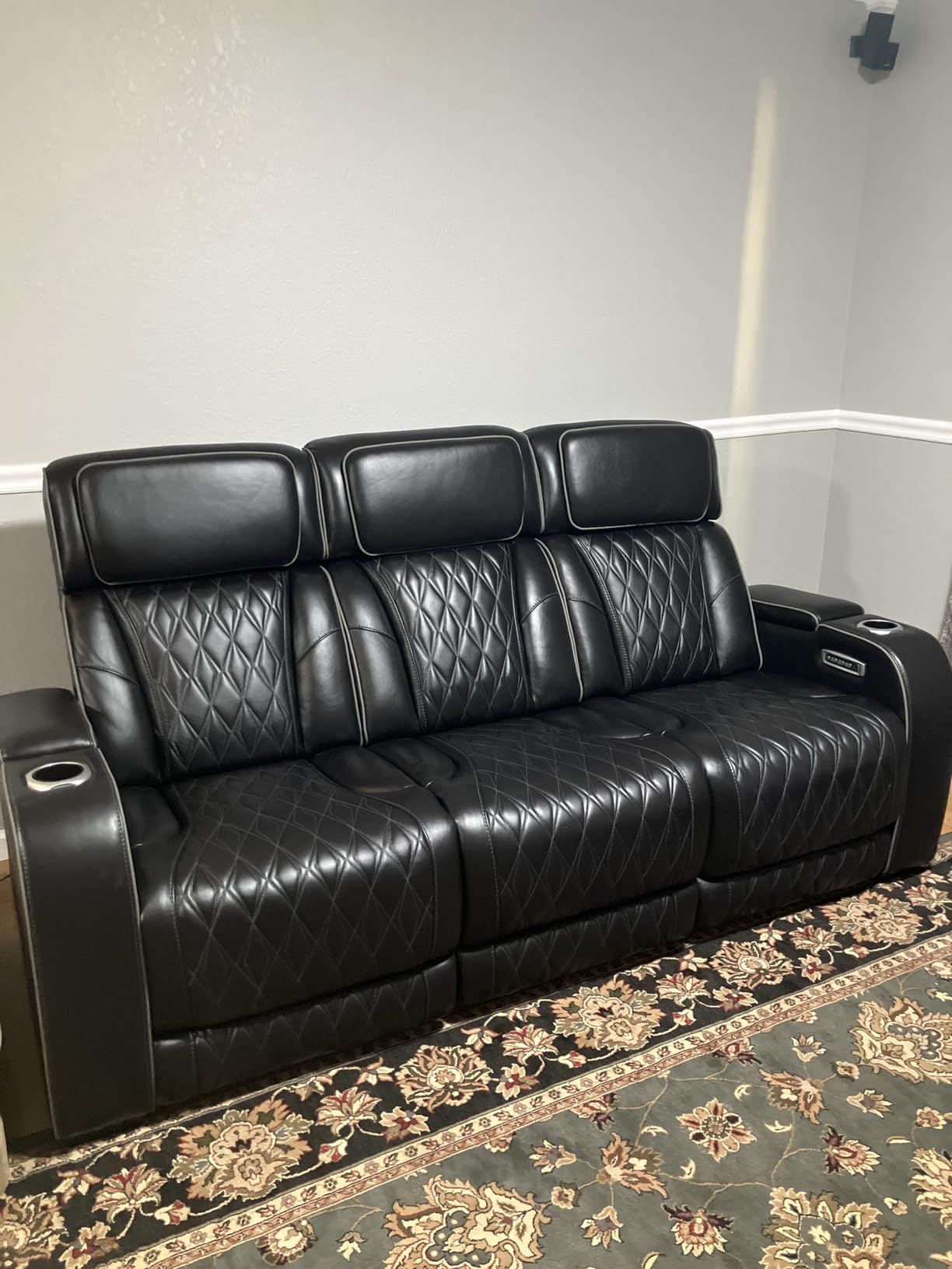 Signature Design by Ashley 3-Seat Power Reclining Sofa, Heat, Massage, Gray customer photo 2