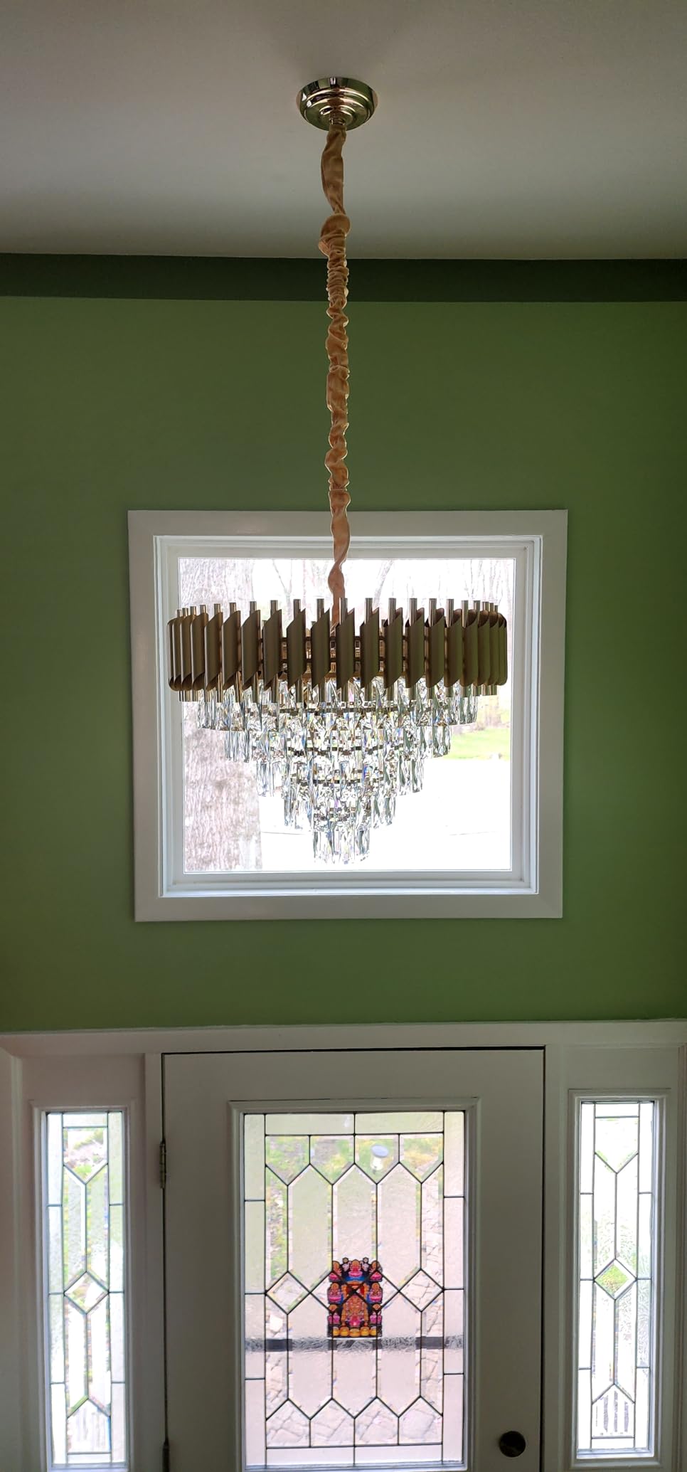 A AXILIXI Modern Rectangular Chandelier Black and Gold Crystal Chandeliers customer photo 2